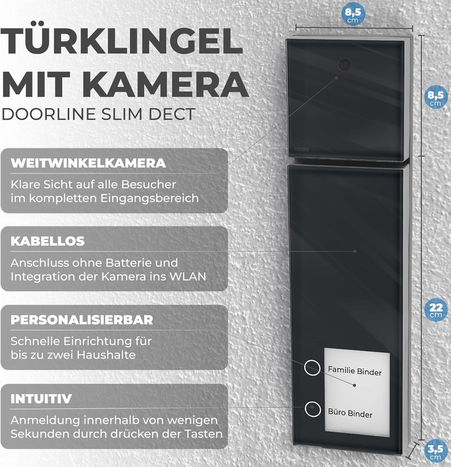 2-Familien-Video Türklingel, 313,5 x 87 x 34 Schwarz