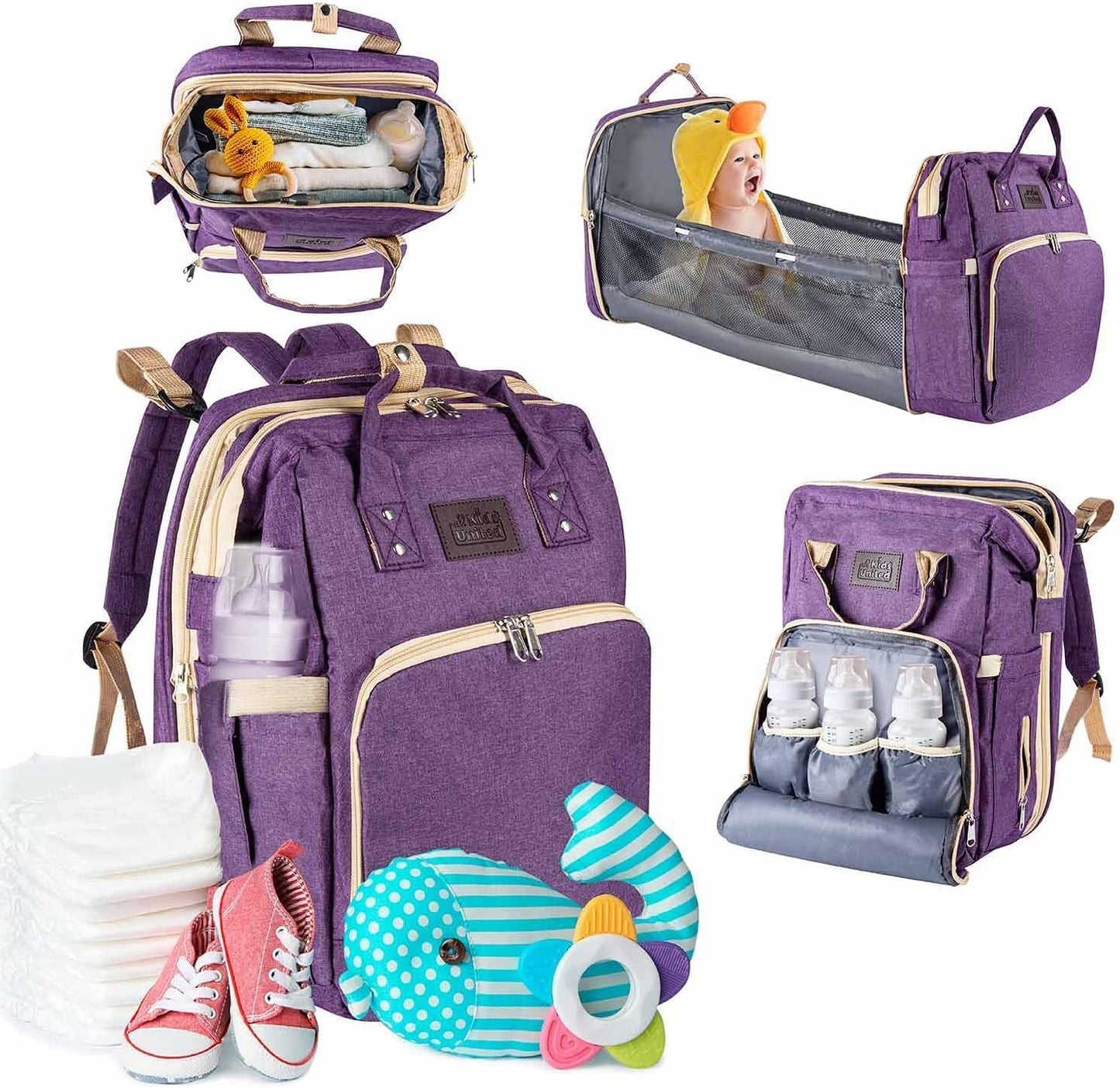 Baby Wickelrucksack mit integriertem Kinderbett, Violett