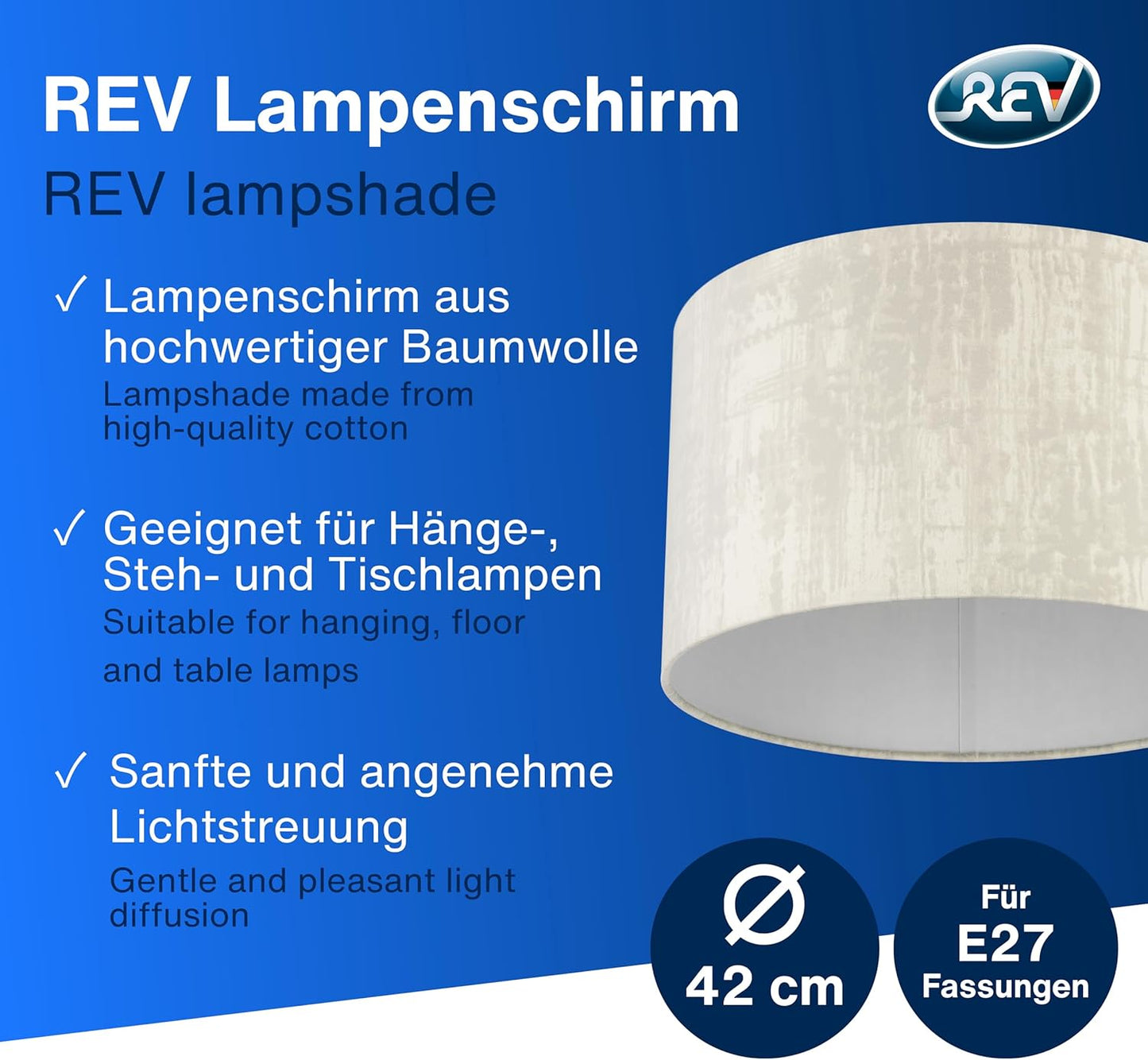 Lampenschirm im Vintage Look, Ø 42cm Arktisweiss