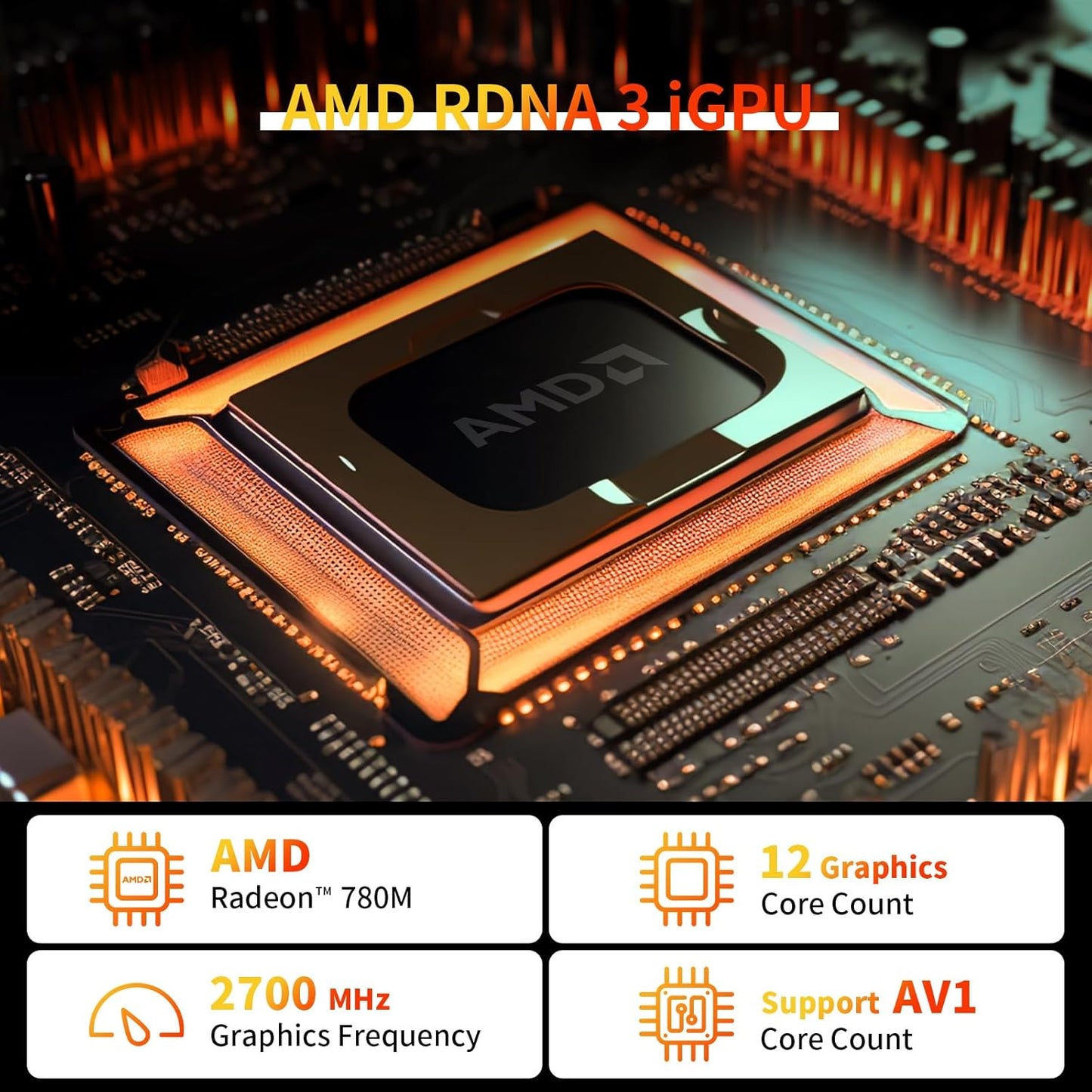 HA7 Gaming Mini PC Barebone mit Ryzen 7 7840HS, 4K Triple Display, barebones