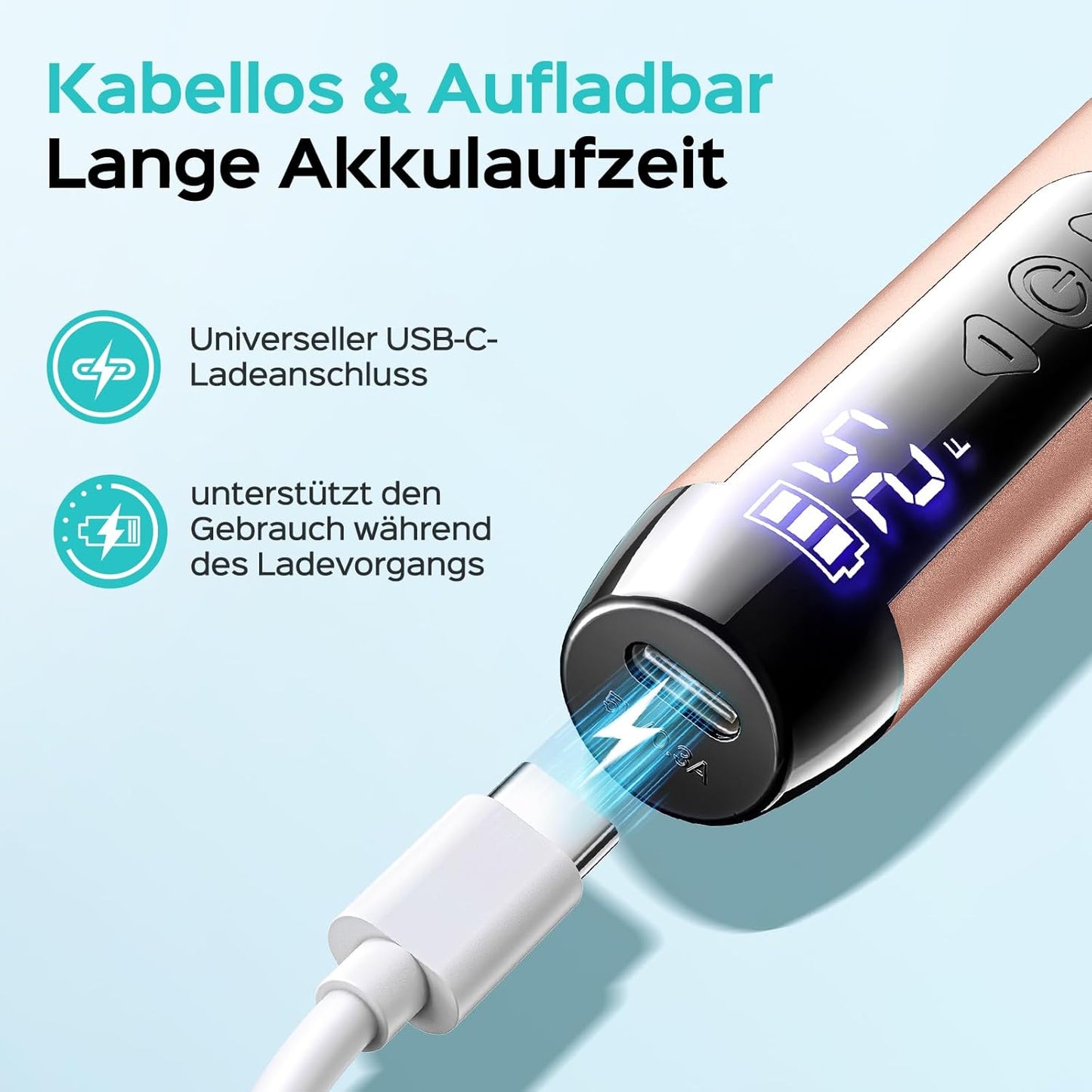 Kabelloser Nagelfräser C51, 35000 u/min, LED-Display, Gold