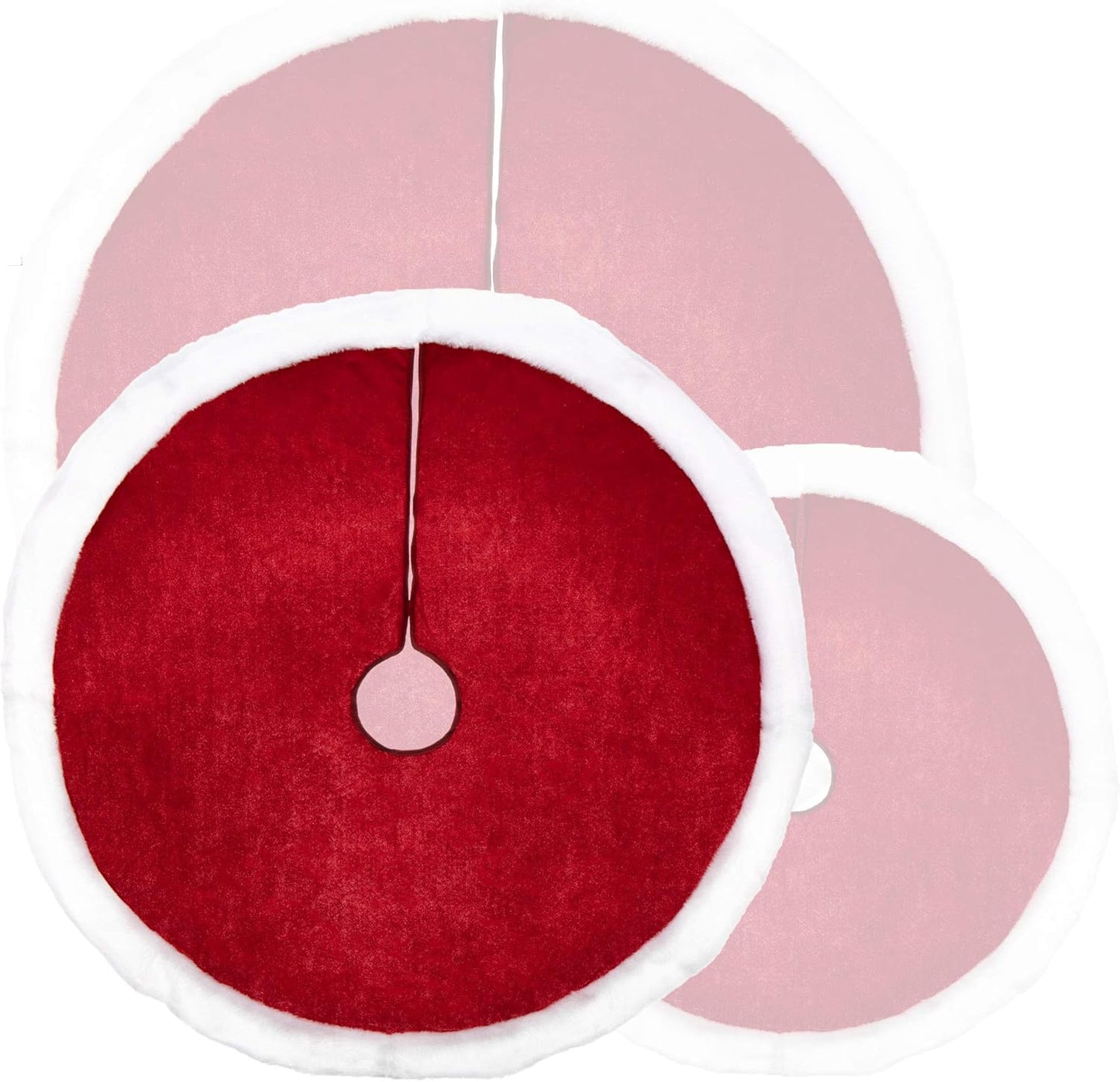 Weihnachtsbaumdecke, rund, 120 cm, ohne Muster, Ø 120 cm Ohne Muster - Rot/Weiss
