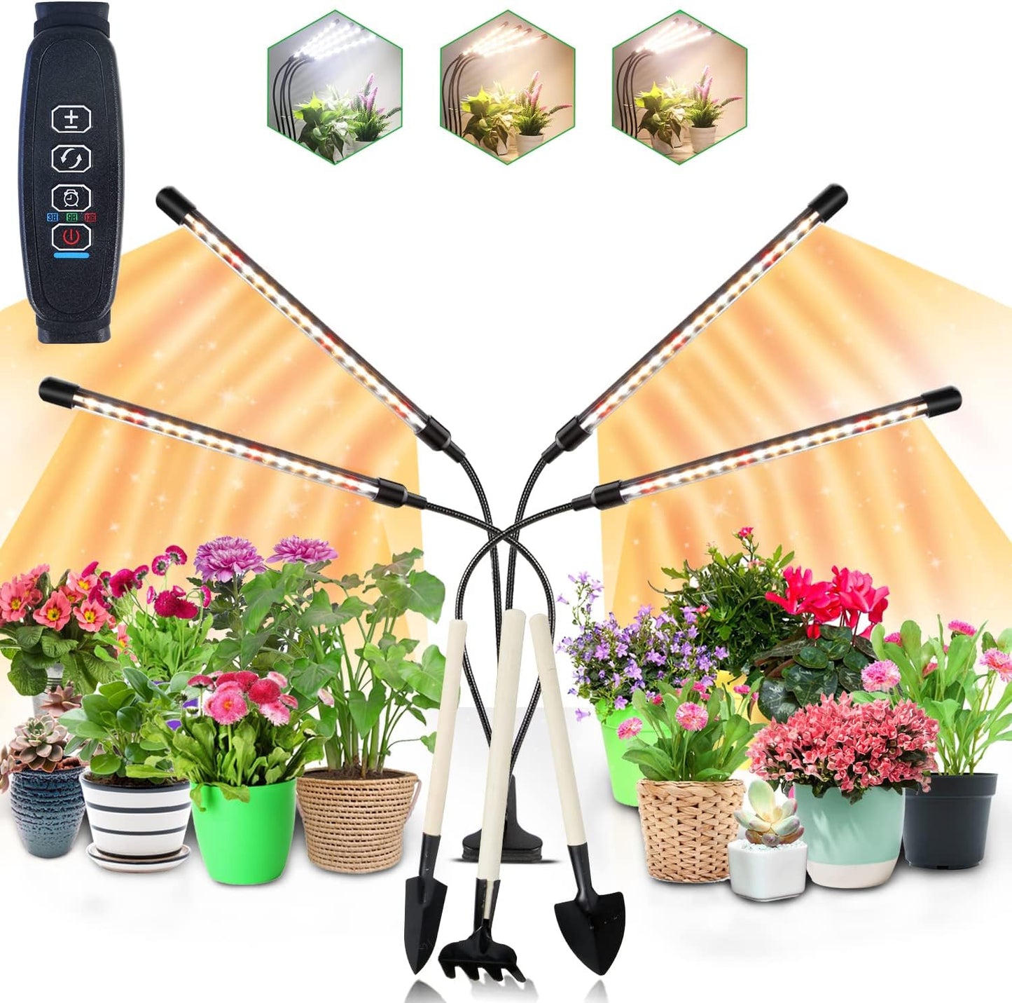 LED Pflanzenlampe Vollspektrum mit Zeitschaltuhr, Weiss/Rot/Warmweiss