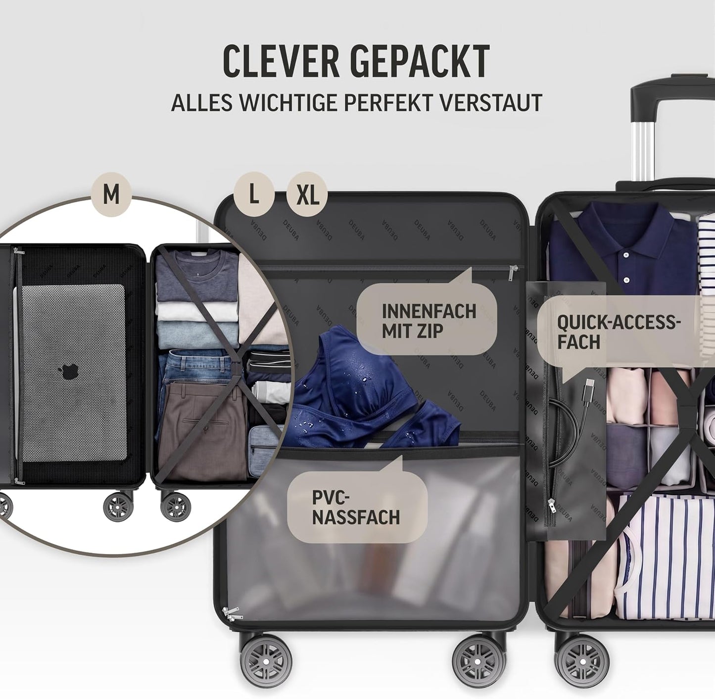 Hartschalenkoffer-Set 3-tlg., Dunkelgrün