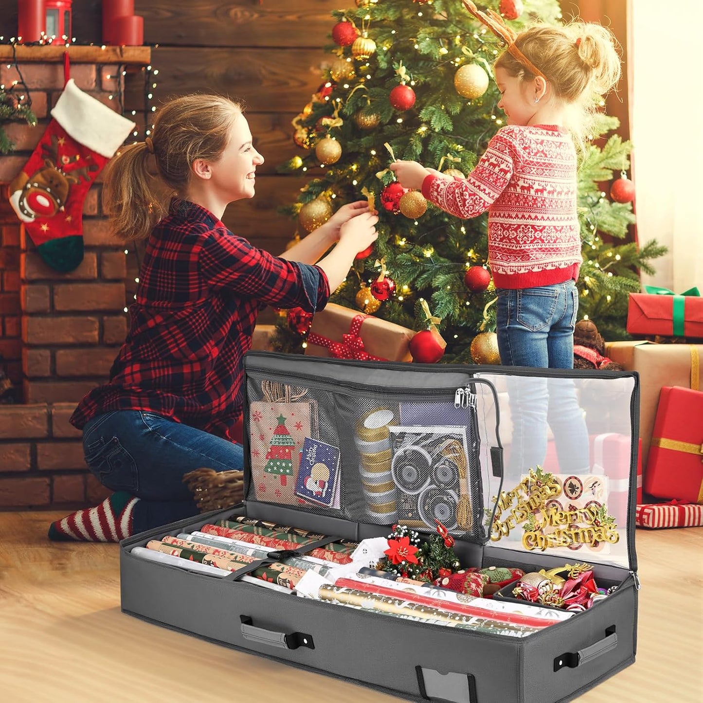 Geschenkpapier Organizer mit 3 Fächern, grau