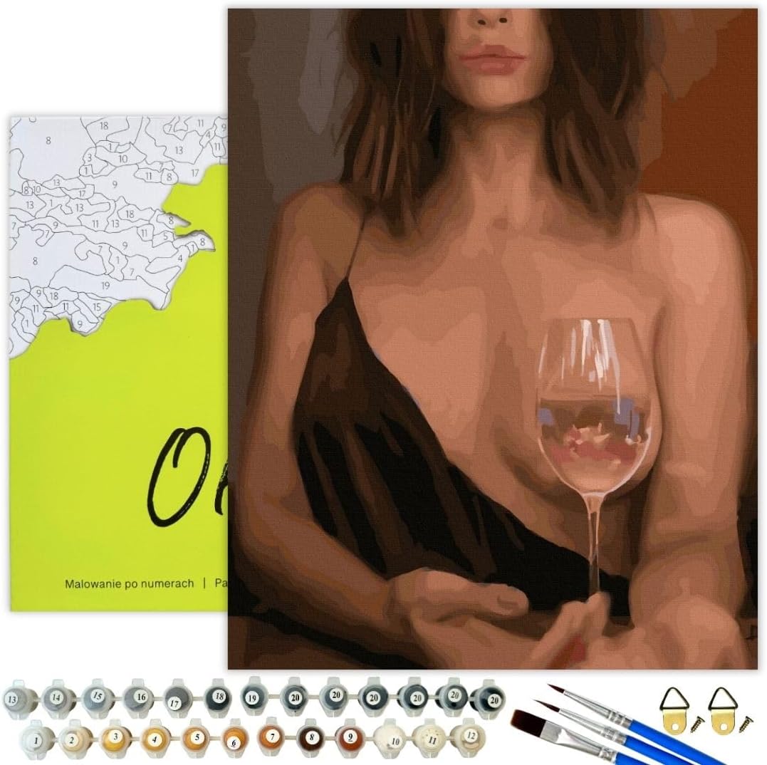 Malen nach Zahlen Dame mit Glas, Dame Mit Glas