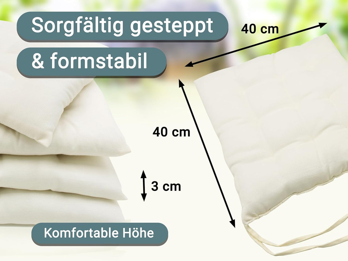 Sitzkissen-Set, 4 Stück (1er Pack) Creme