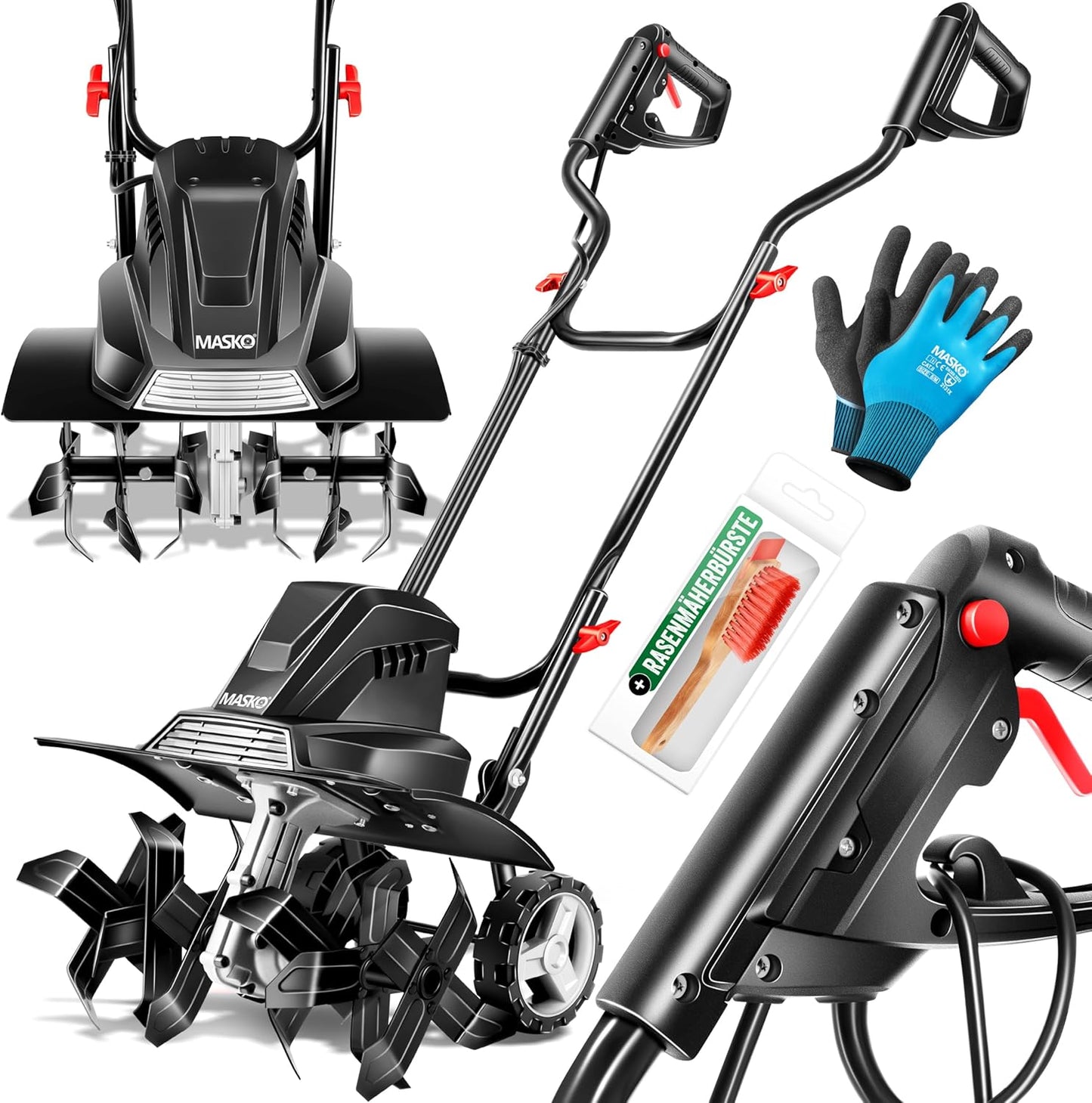 Motorhacke mit Zubehör, 40cm Arbeitsbreite / Schwarz