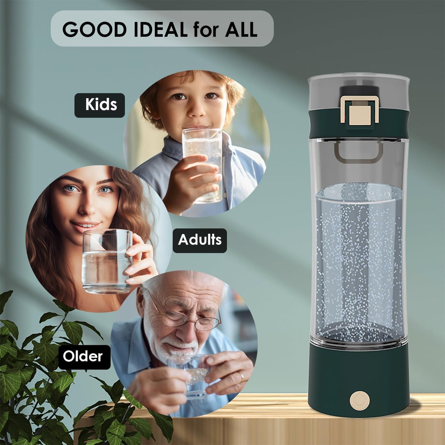 Wasserstoff-Wasserflasche Generator mit SPE PEM Technik, Grün