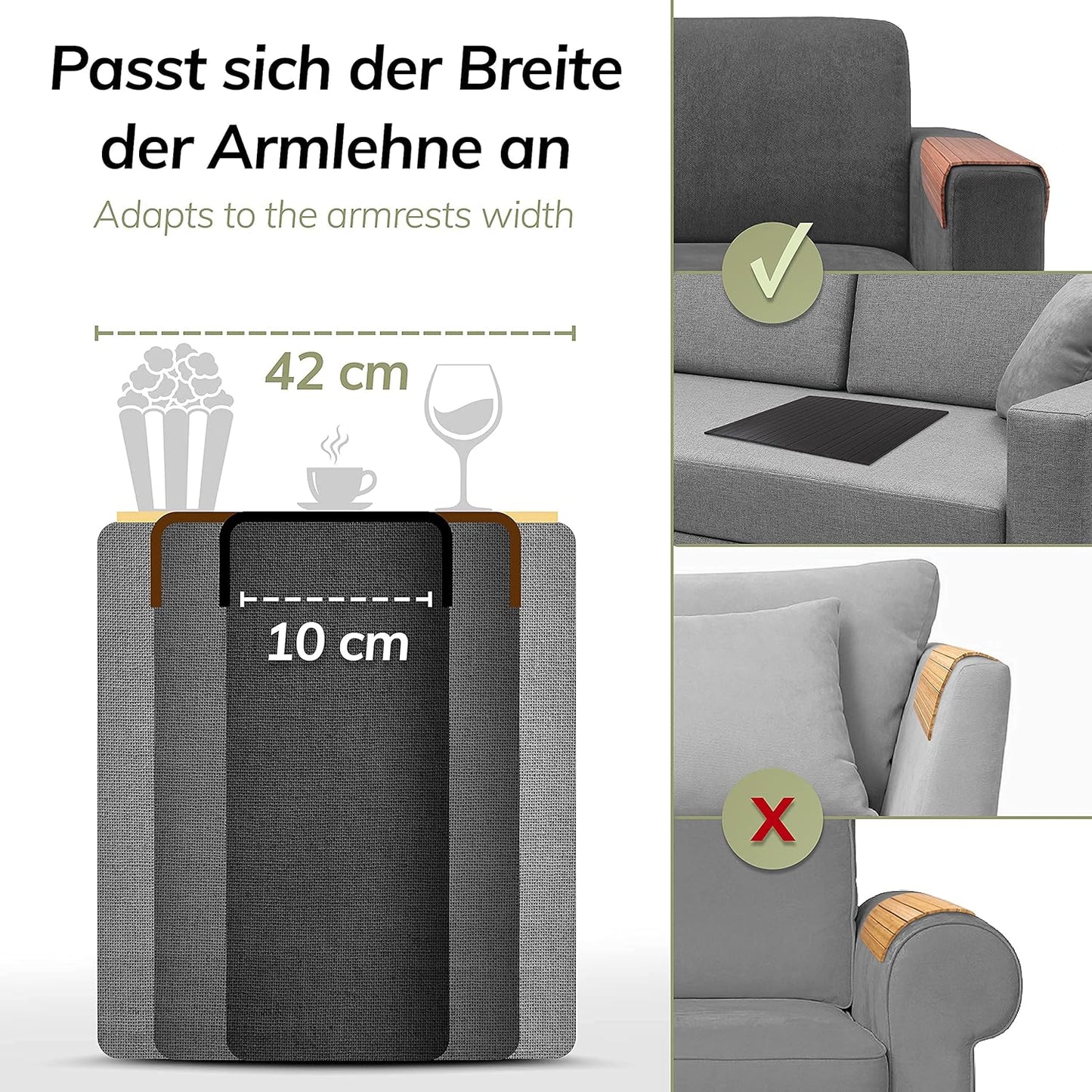 Sofatablett, Bambus mit Pad