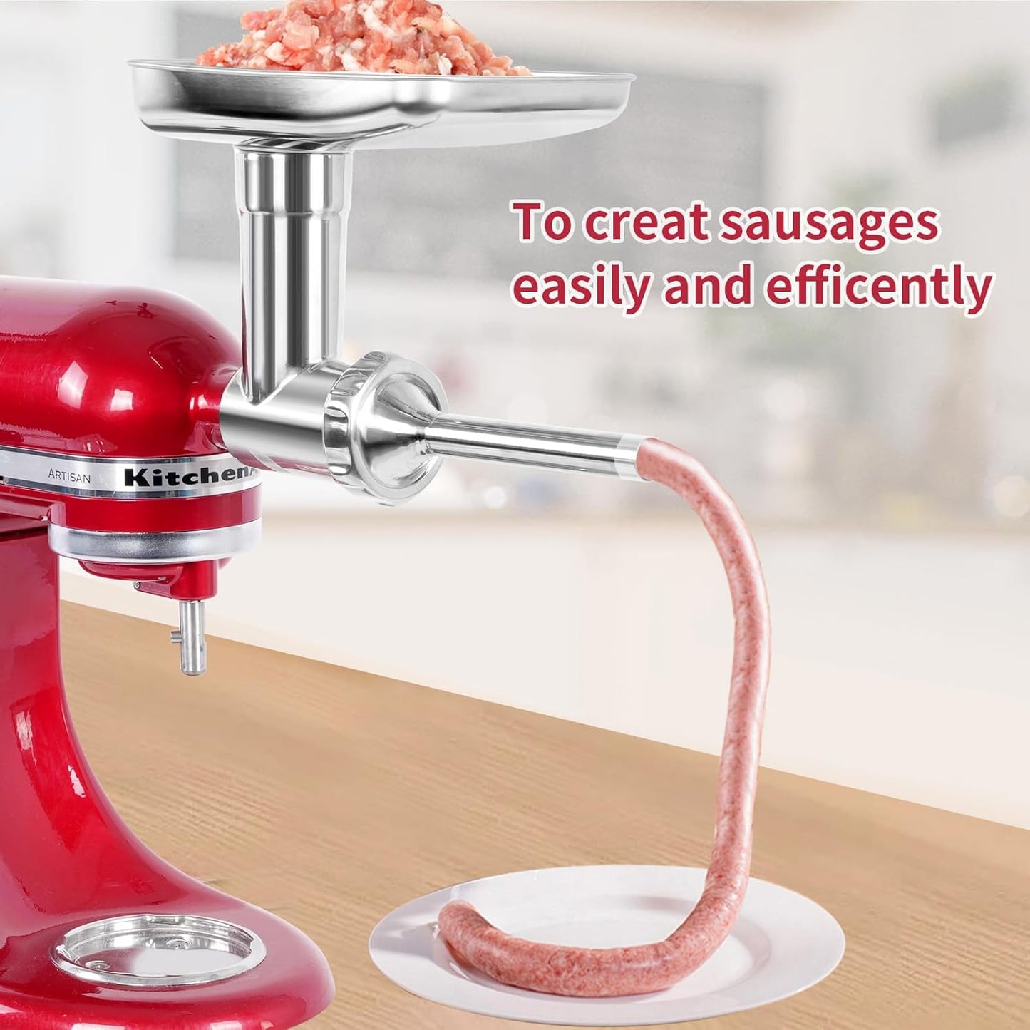 Fleischwolfaufsatz für KitchenAid Mixer, Edelstahl