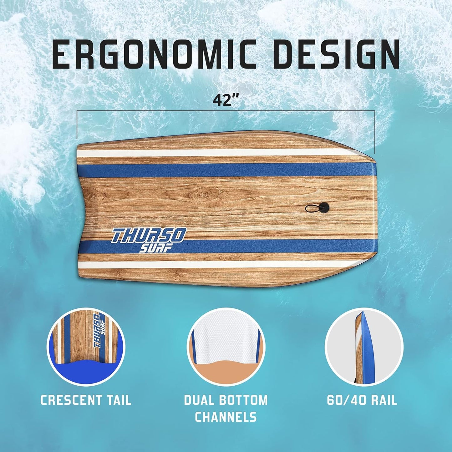 Bodyboard Quill, 107 cm blau