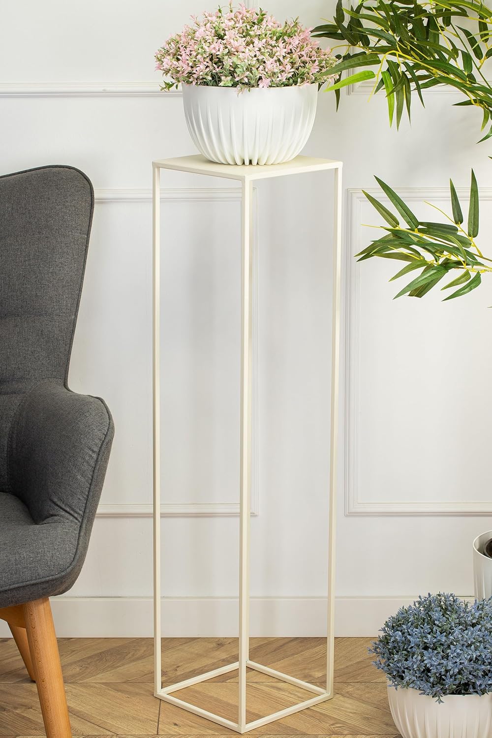 Blumenständer im Loft Stil, Cremefarben 100 cm