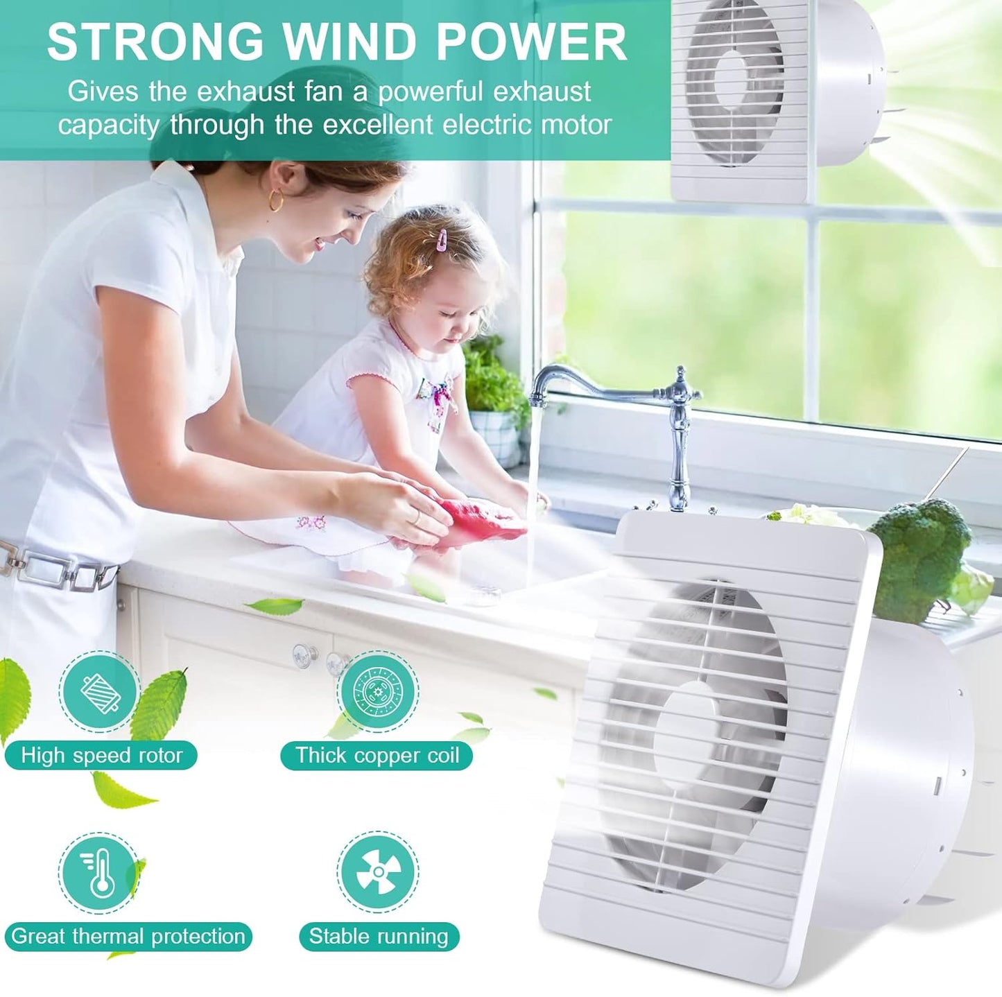 Badlüfter 100mm mit Rücklaufklappe, leise, 12W, Typ-100A Weiß