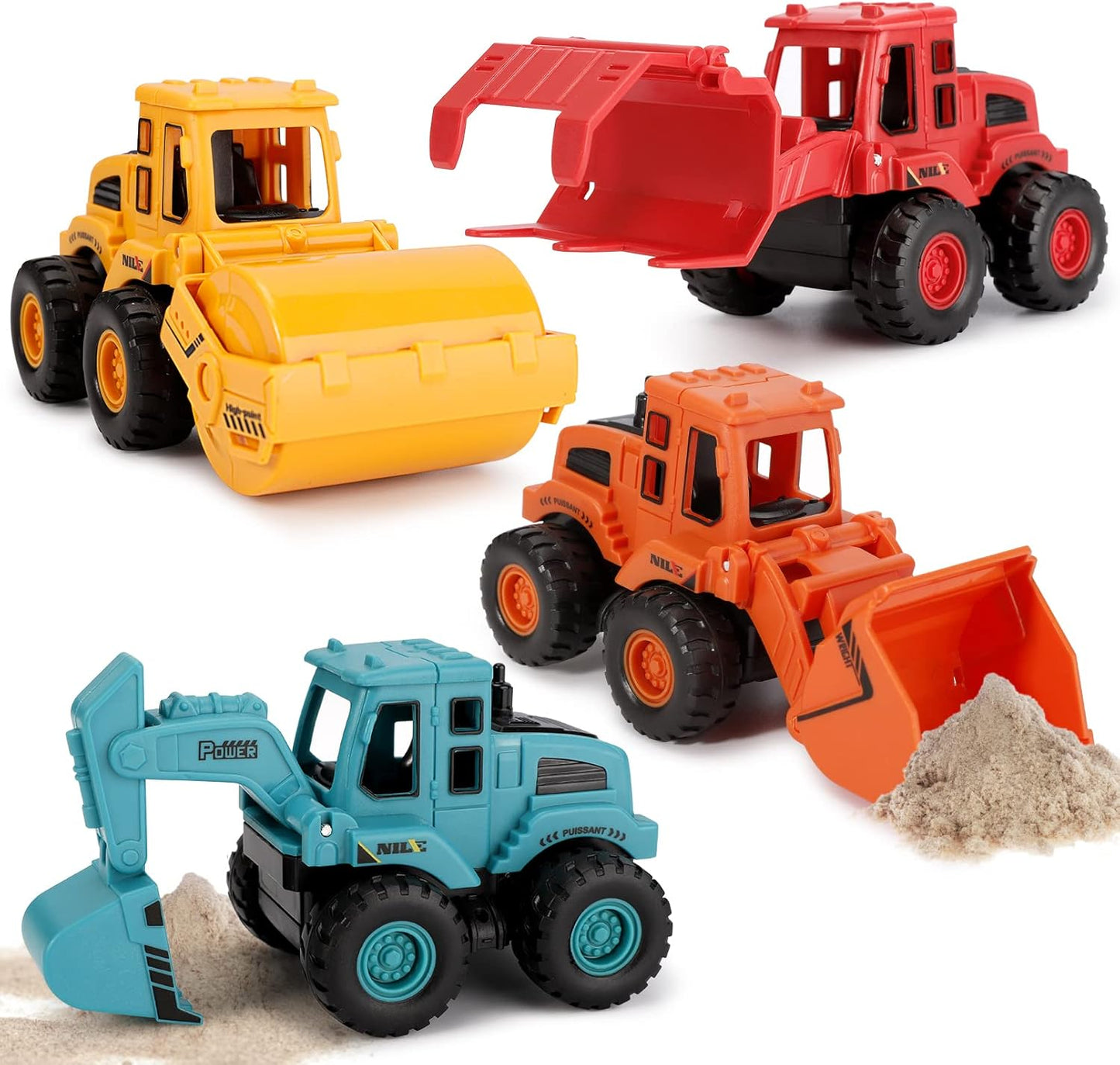 Baufahrzeuge Bagger Set (4 Stück)