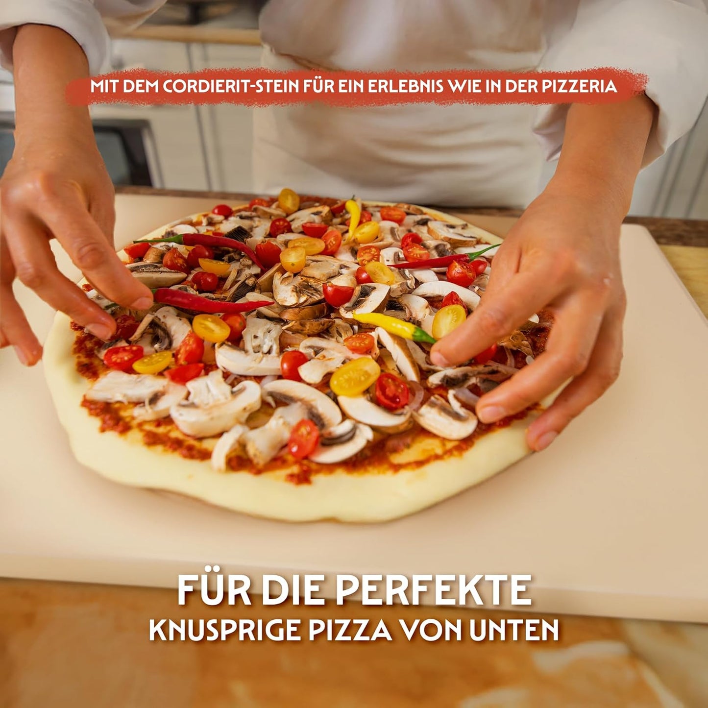 Pizzastein-Set für Ofen & Grill, Set mit Schere