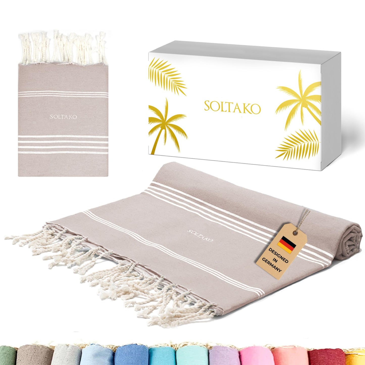 Fouta Bali Premium Strandtuch, Graubeige 200/300cm