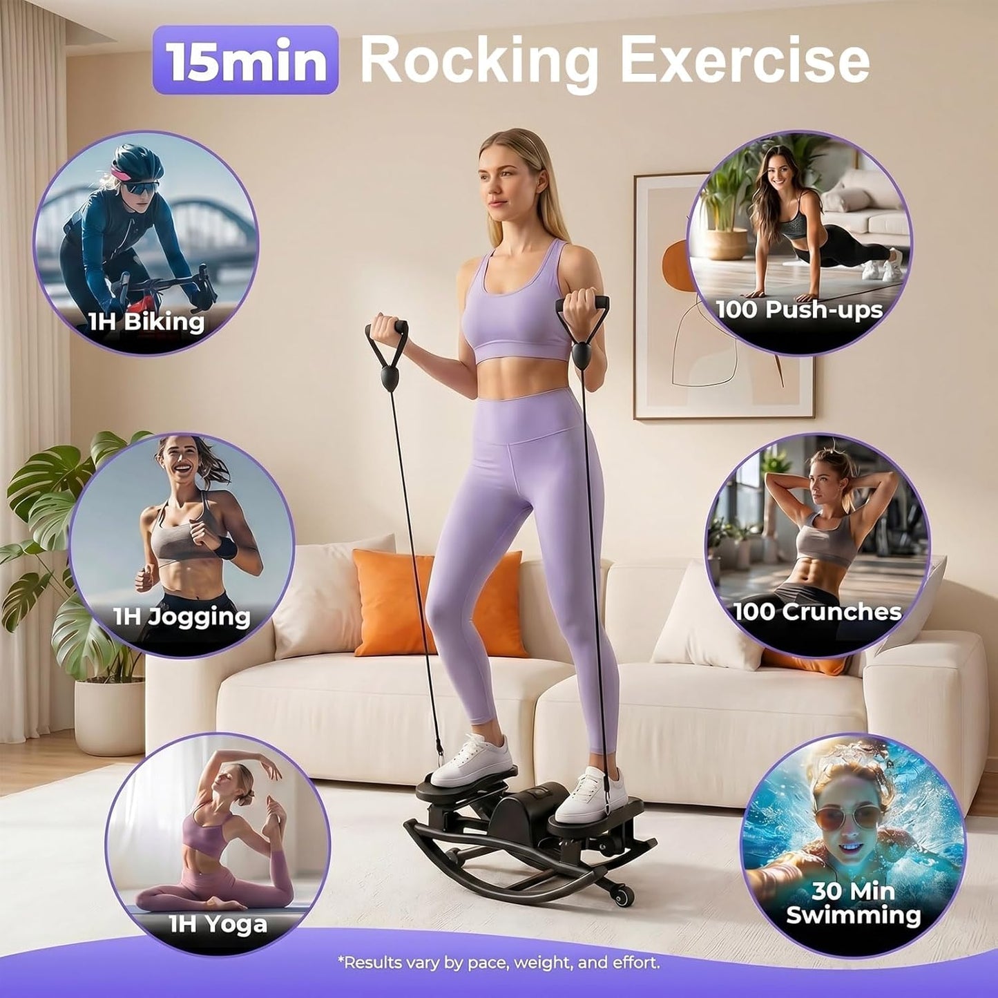 Home Twist Stepper mit Widerstandsband und Matte, Schwarz