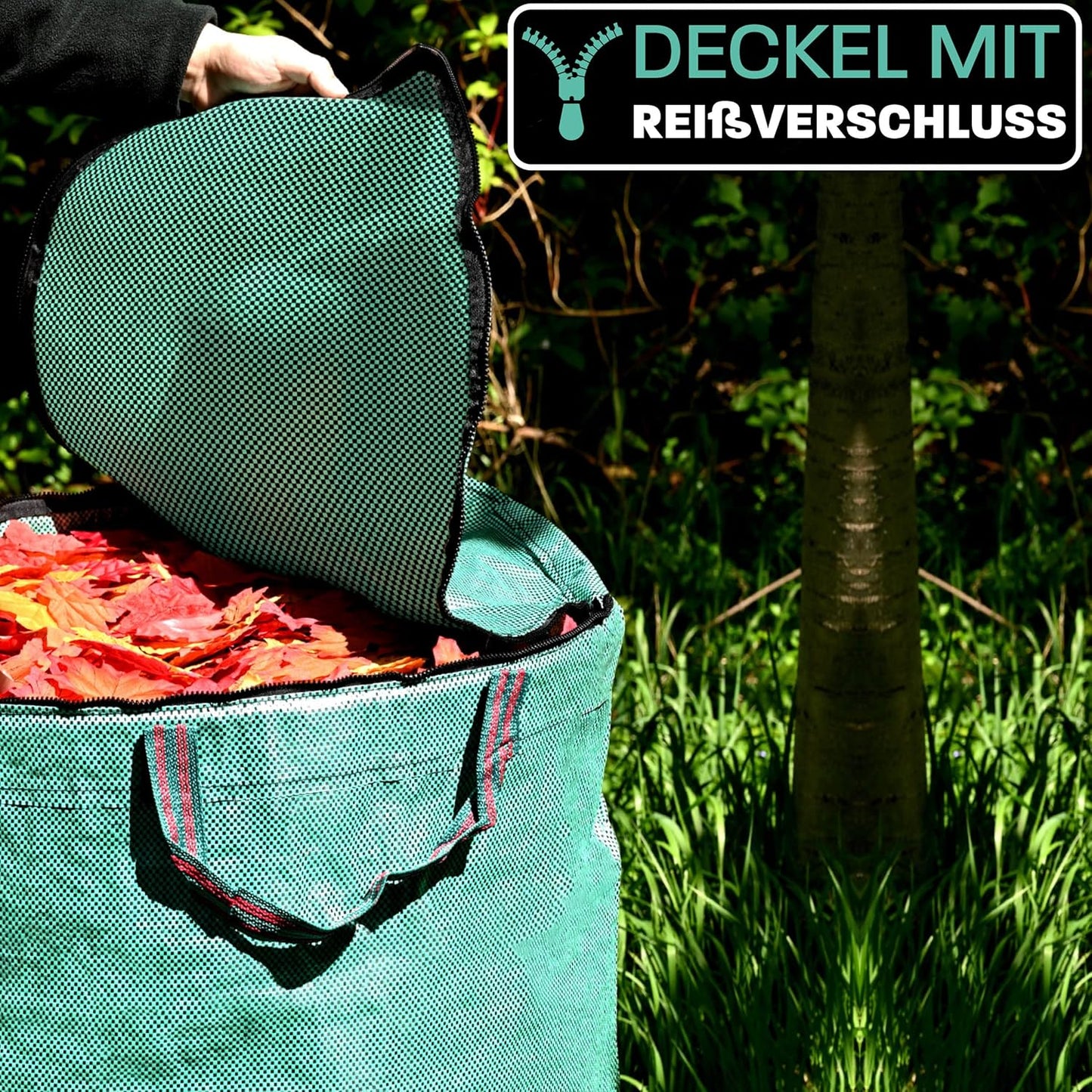 3er-Set Gartenabfallsack mit Deckel, 3