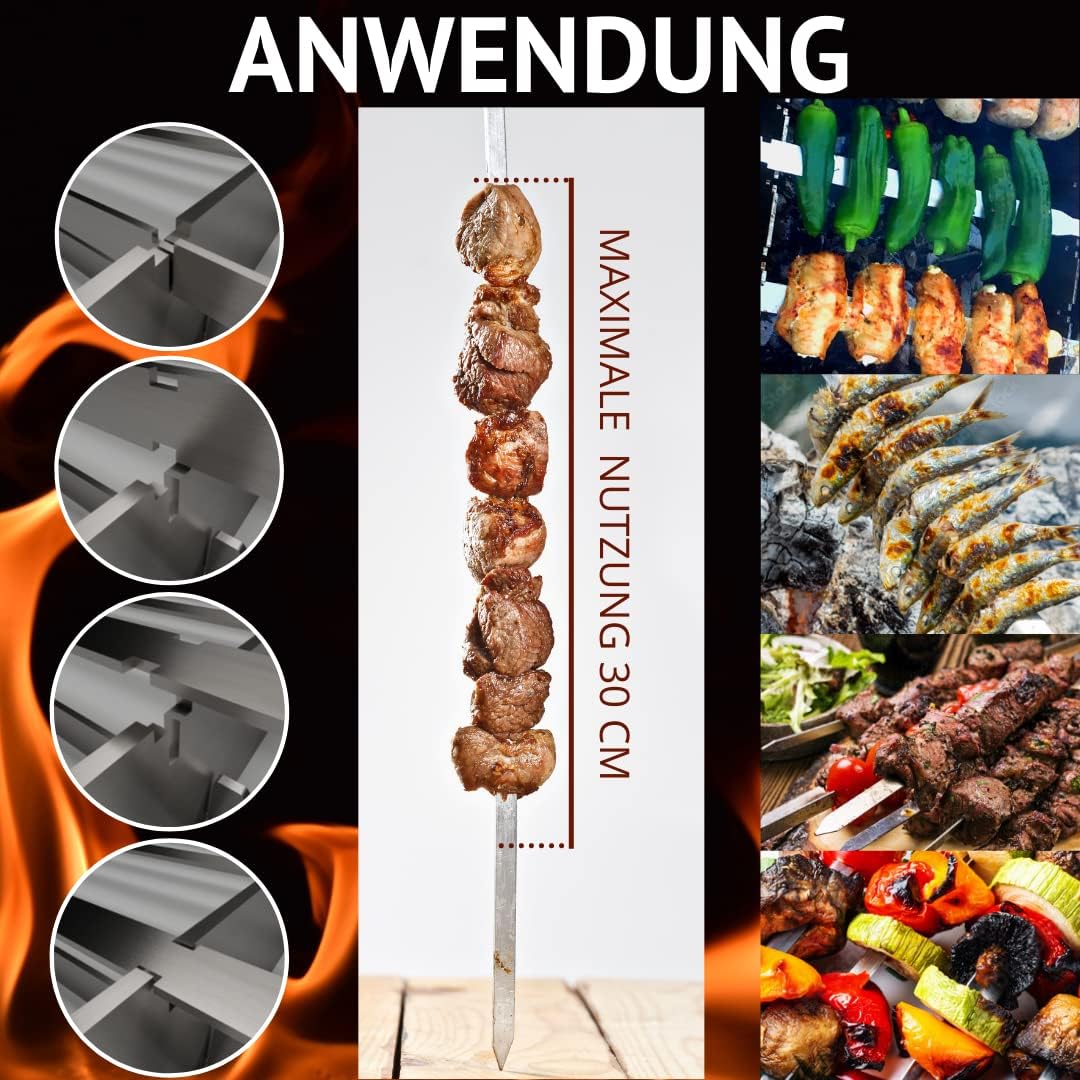 Grillspiess-Set für Feuerschale, Zubehör Grillspiess für Feuerschale Ø 55 Edelstahl