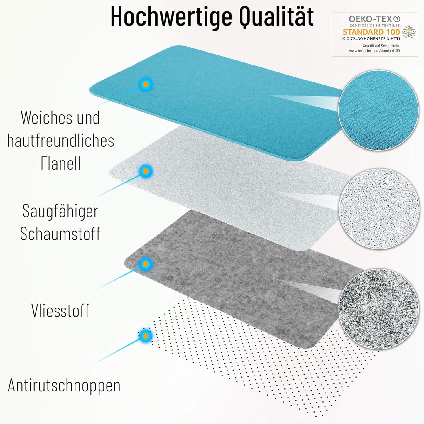 Rutschfester Badteppich, waschbar und weich, Marmor Grau 50 x 80 cm (Rechteckig)