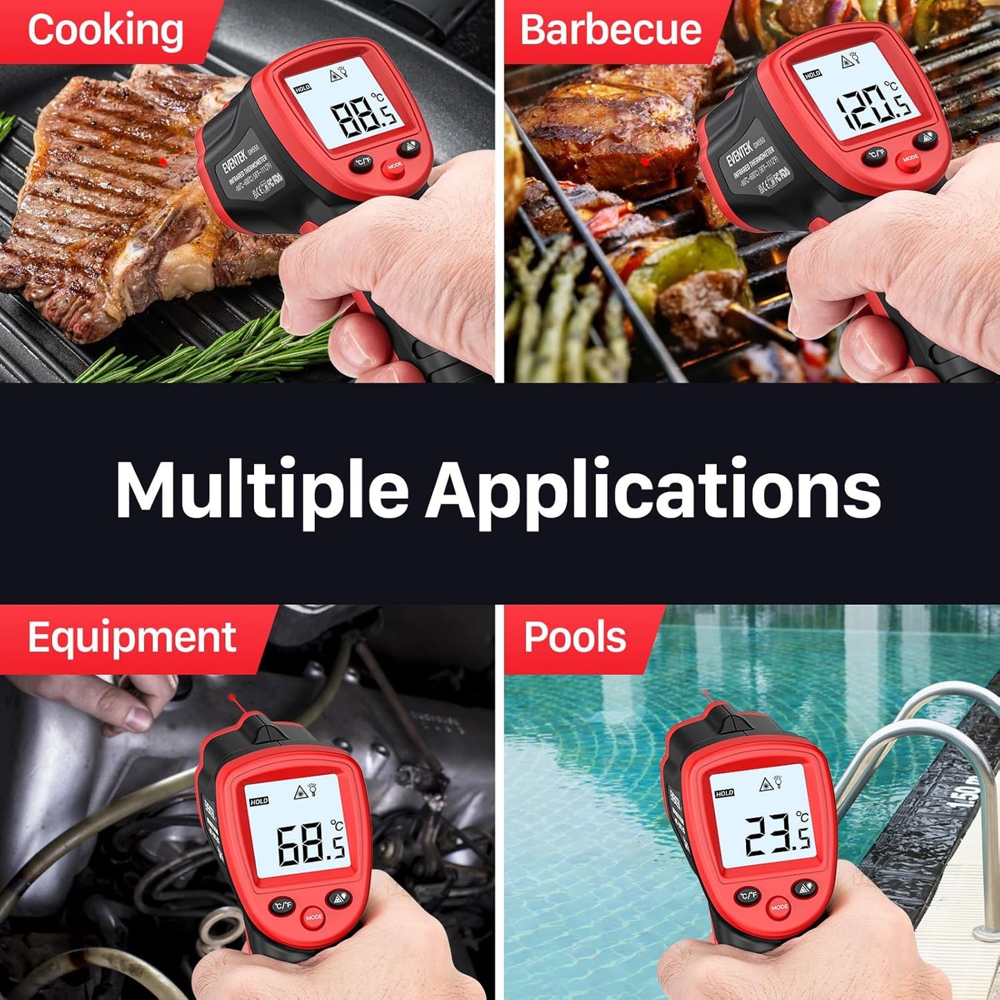 Digital Infrarotthermometer, rot--50°C~600°C (-58℉~1112℉)