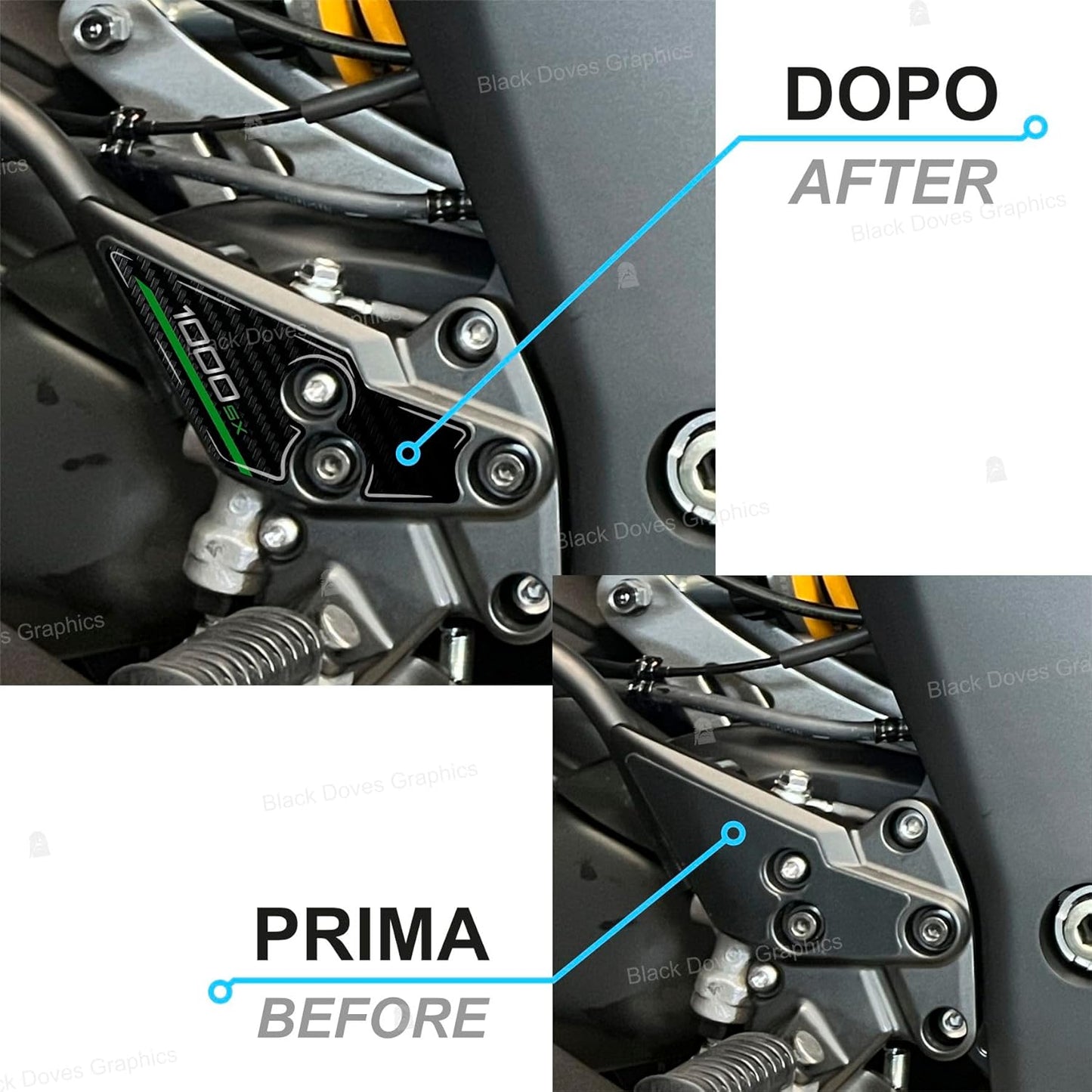 3D-Aufkleber für Kawasaki Ninja 1000 SX (2020-2022), Absatzschoner