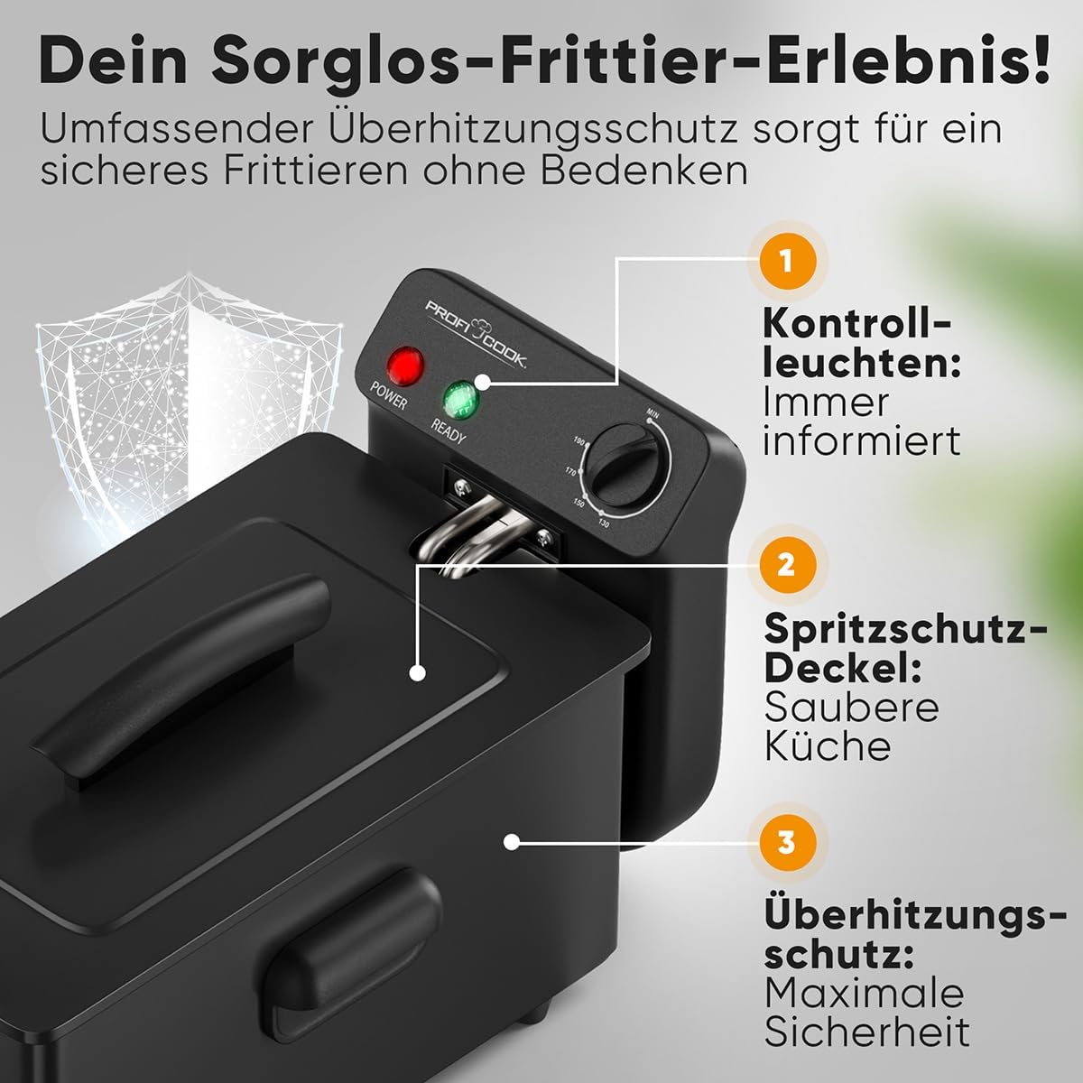 Friteuse PC FR 1325 mit Kaltzone & Spritzschutz