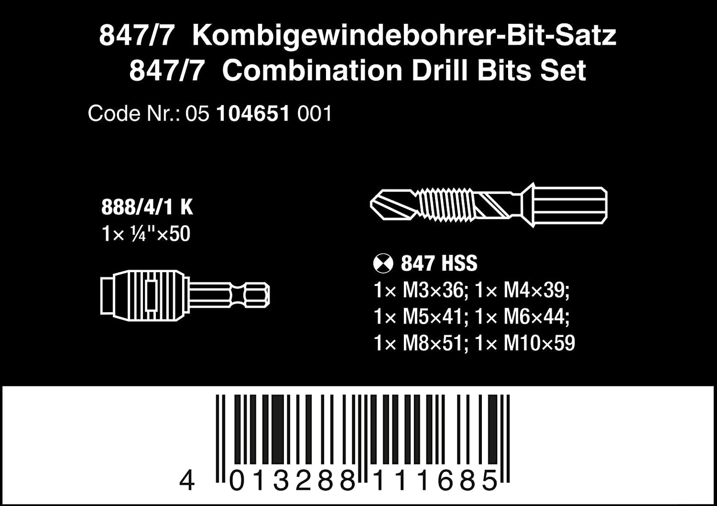 847/7 Kombigewindebohrer-Bit-Satz, Gewinde-Reparatur