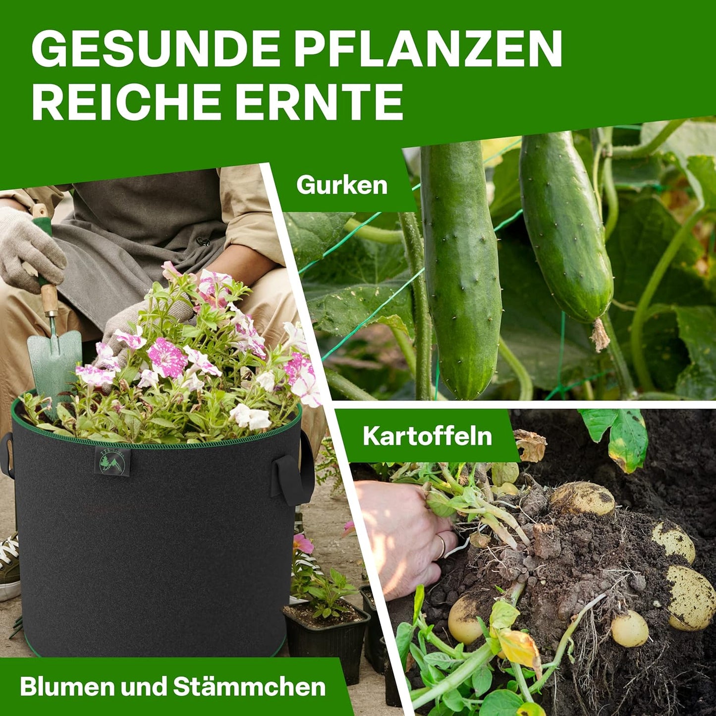 5er-Set Pflanzsäcke, 60 Liter Allrounder 5