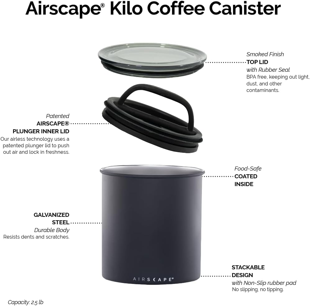 Kaffee-Aufbewahrungsdose mit luftdichtem Deckel, Schwarz