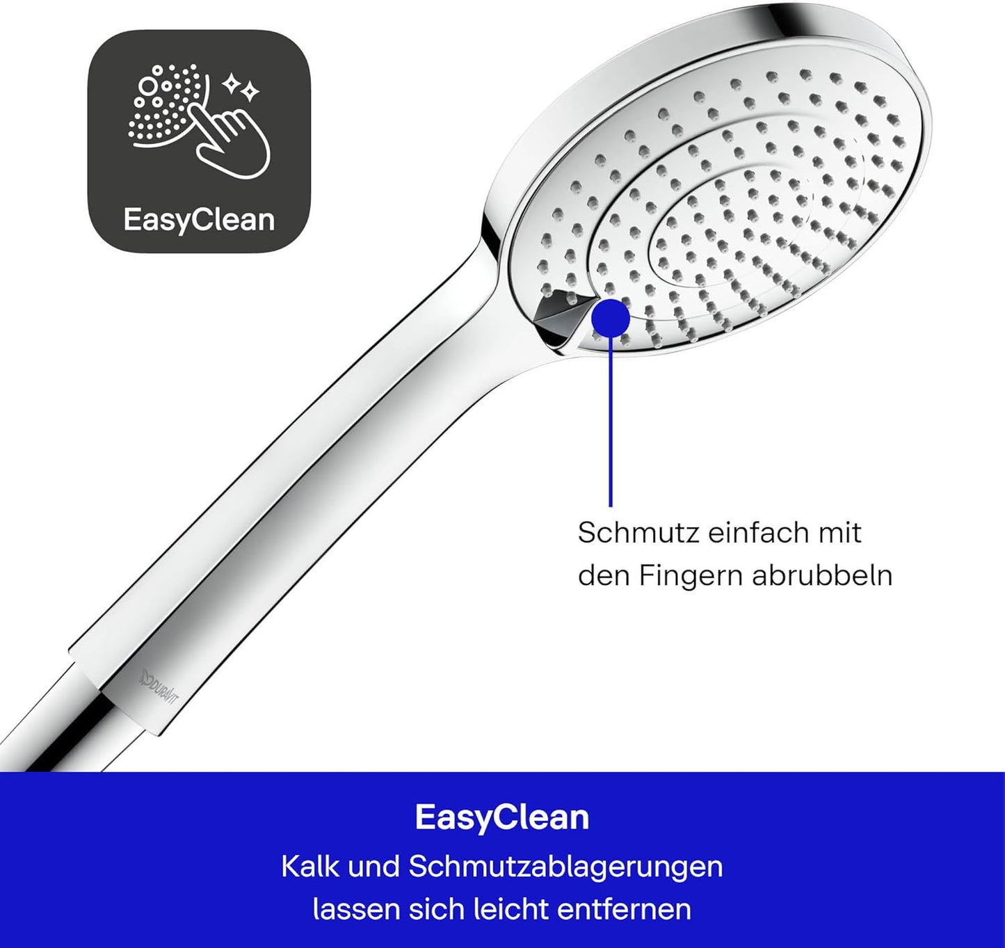 Handbrause mit 3 Strahlarten, wassersparend (MinusFlow), mit 3 Strahlarten (Strahlscheibe) ; Chrom