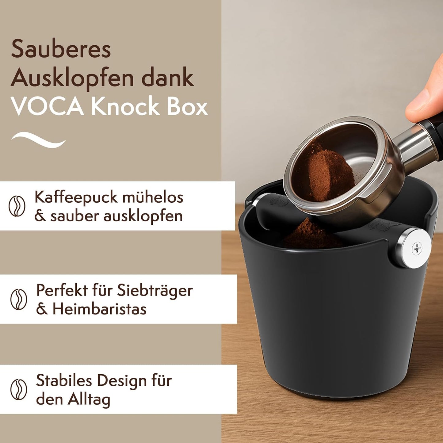 Abklopfbehälter für Siebträgermaschinen