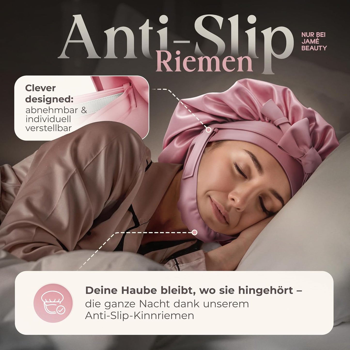 Seidenschlafhaube zum Schlafen, Rosa