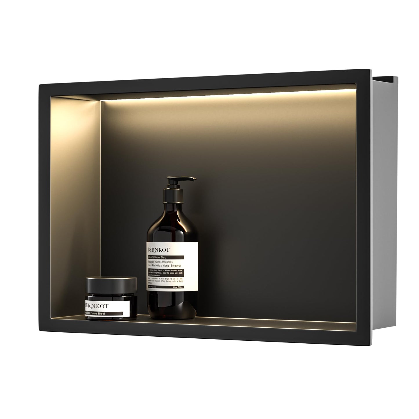 Wandnische mit LED-Licht, Schwarz 45 x 30 x 10 cm