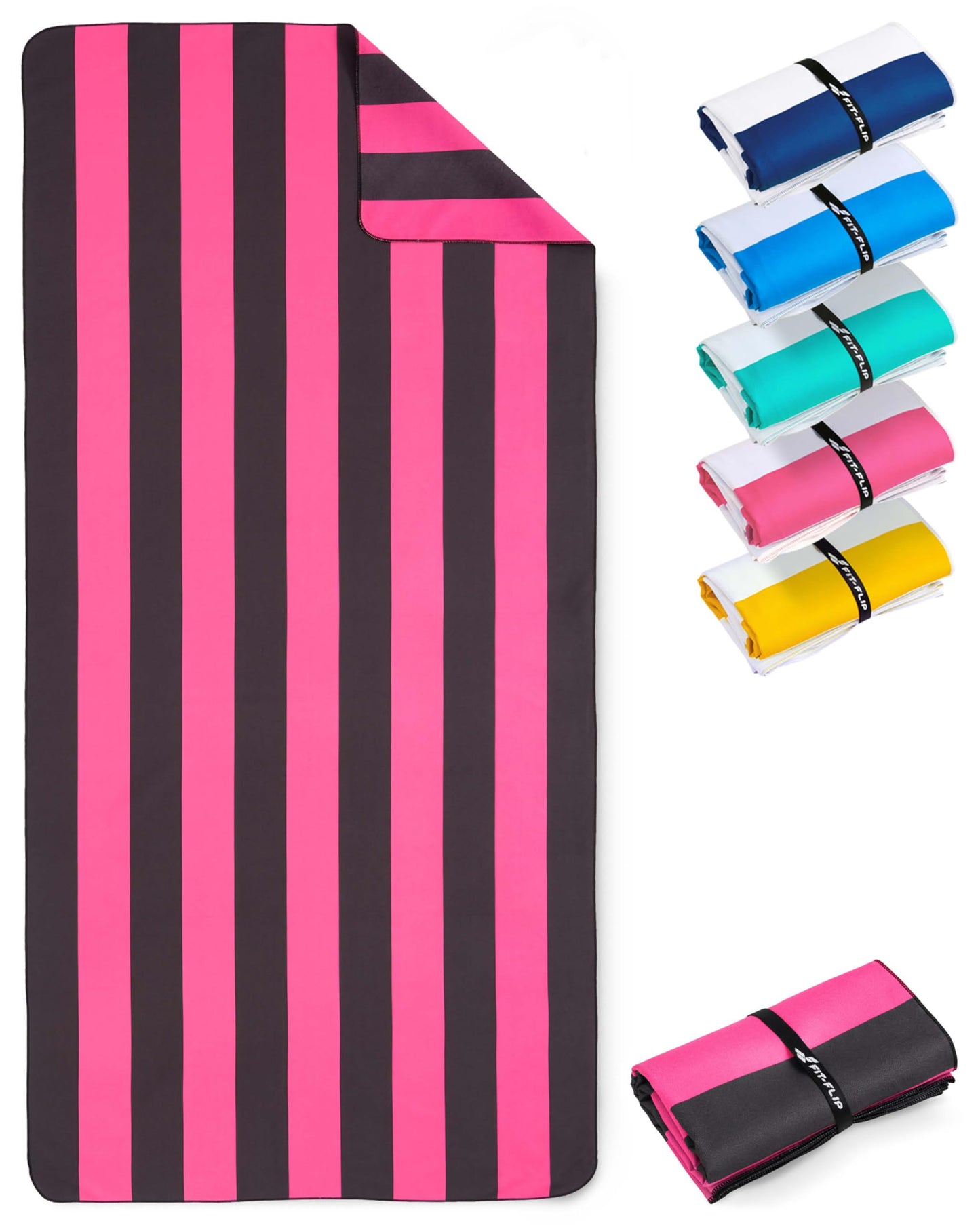 Schnelltrocknendes Strandhandtuch, 160cm x 90cm 11 Pink - Dunkelgrau