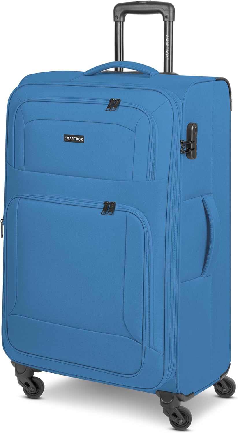 Grosser Weichgepäck-Trolley mit Zahlenschloss und Dehnfalte, Slate-blue Koffer L (78 cm) erweiterbar