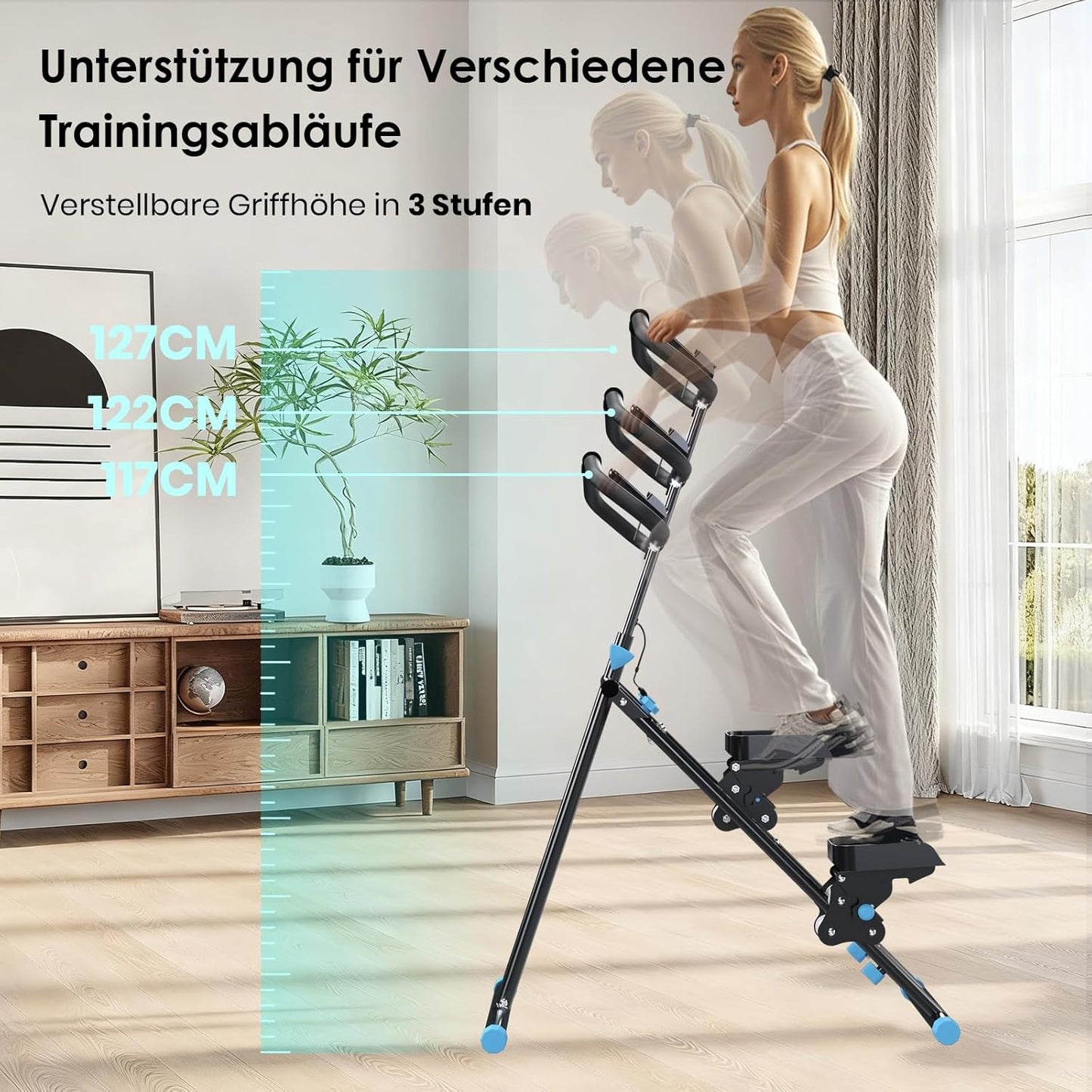 Klappbarer Stepper für Ganzkörper-Workout, Schwarz