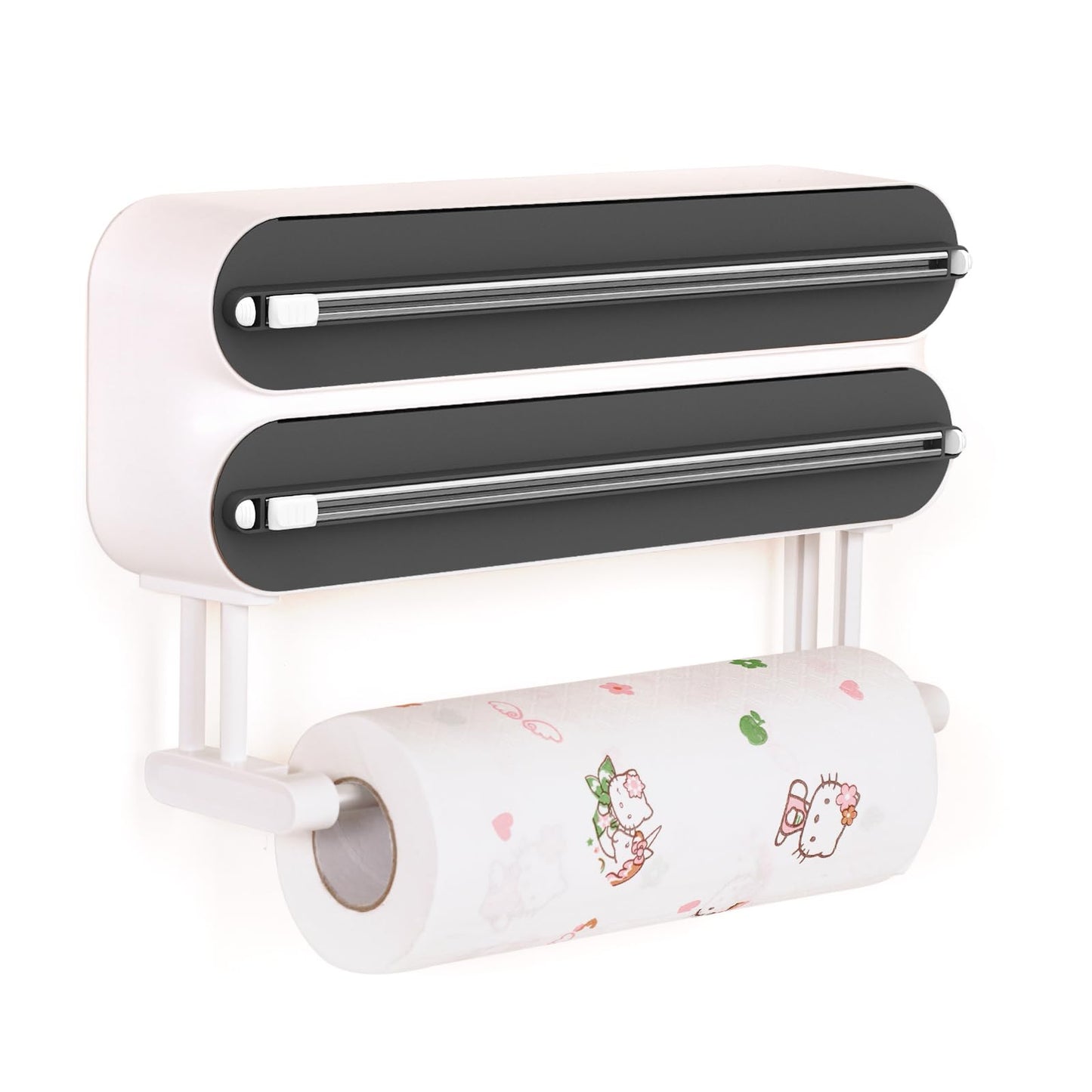 Frischhaltefolienspender mit Küchenrollenhalter, Schwarz