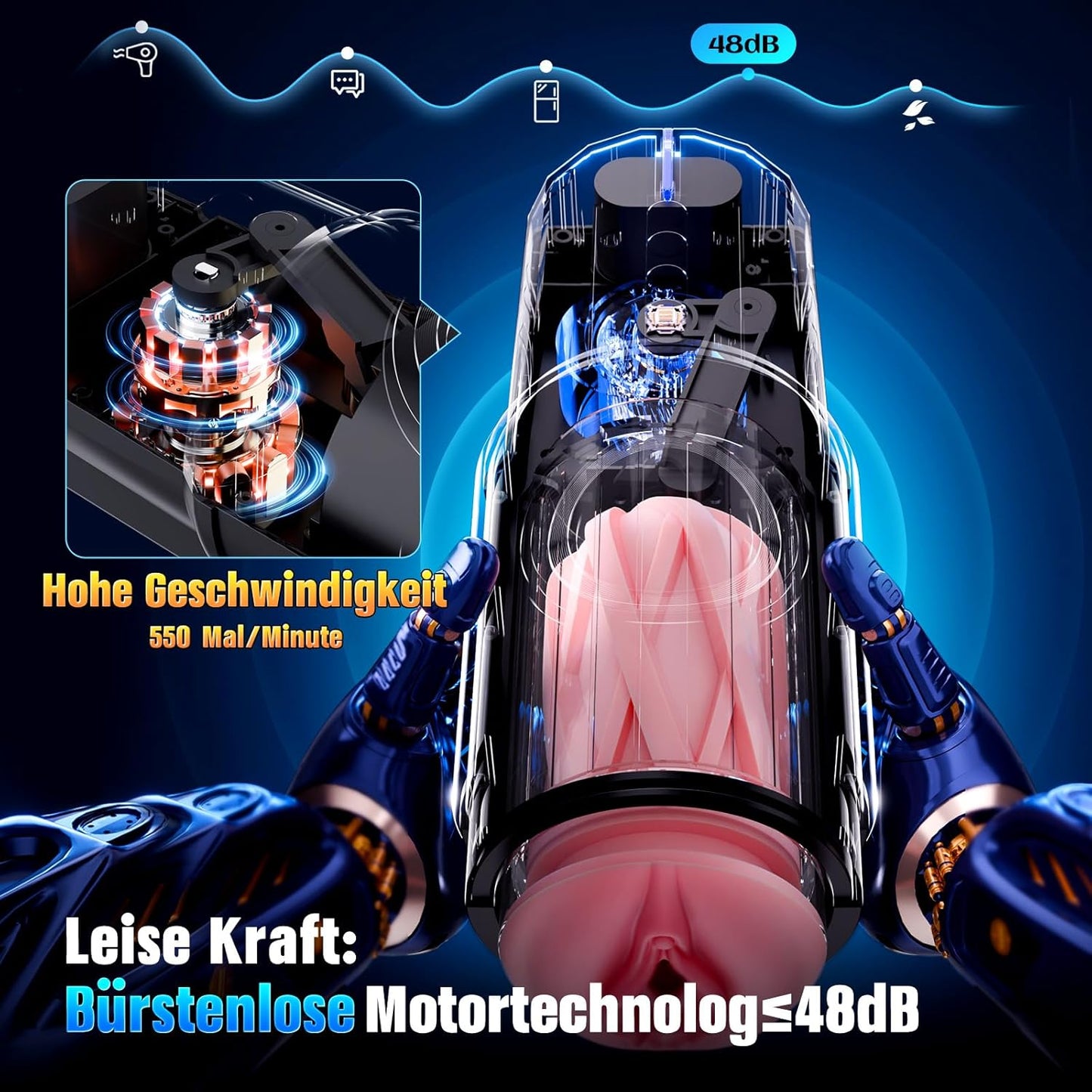 360° Schnellheiz-Masturbator mit Teleskopfunktion und KI-Interaktion