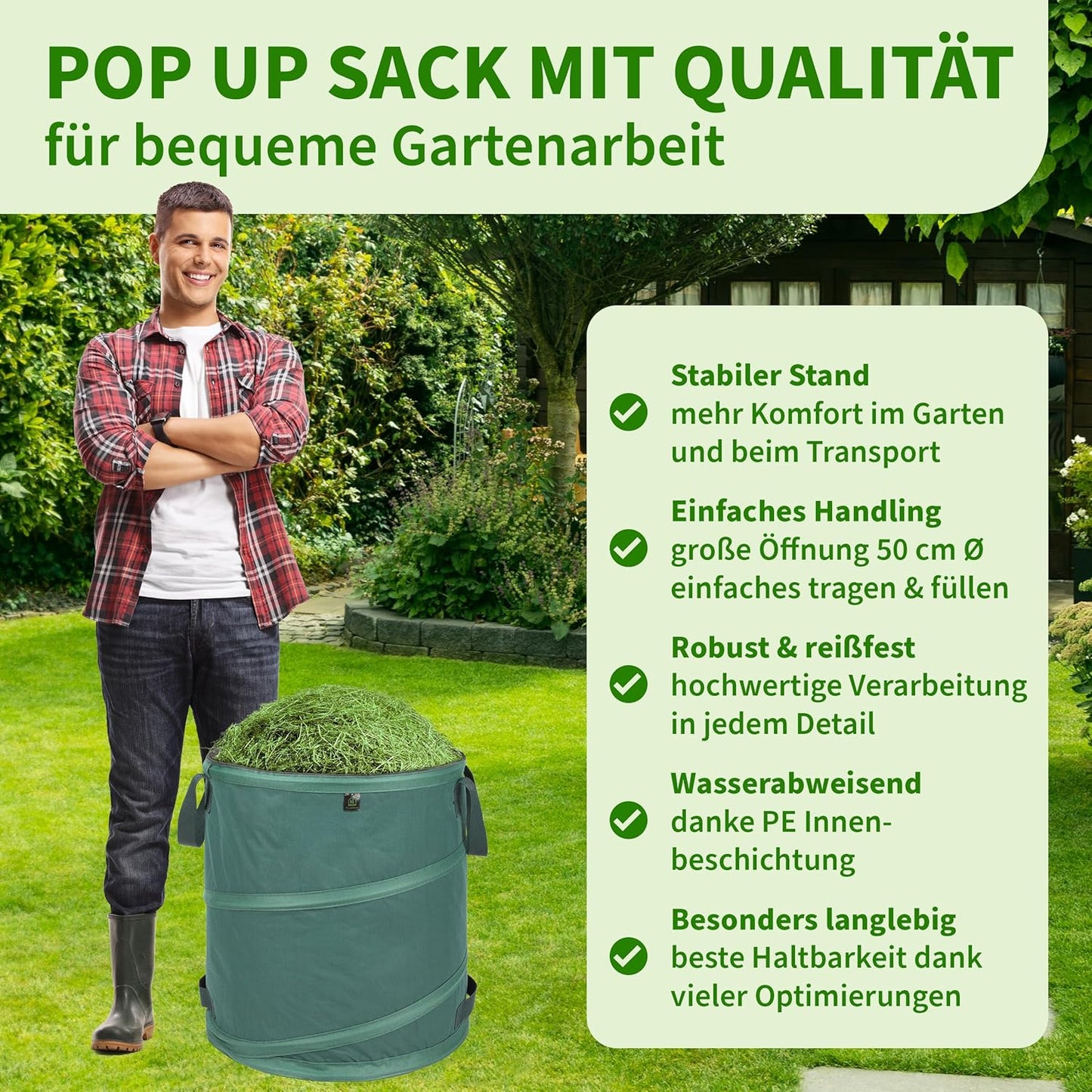 2-teiliges Pop-up Gartensack-Set, 85L Premium 2x