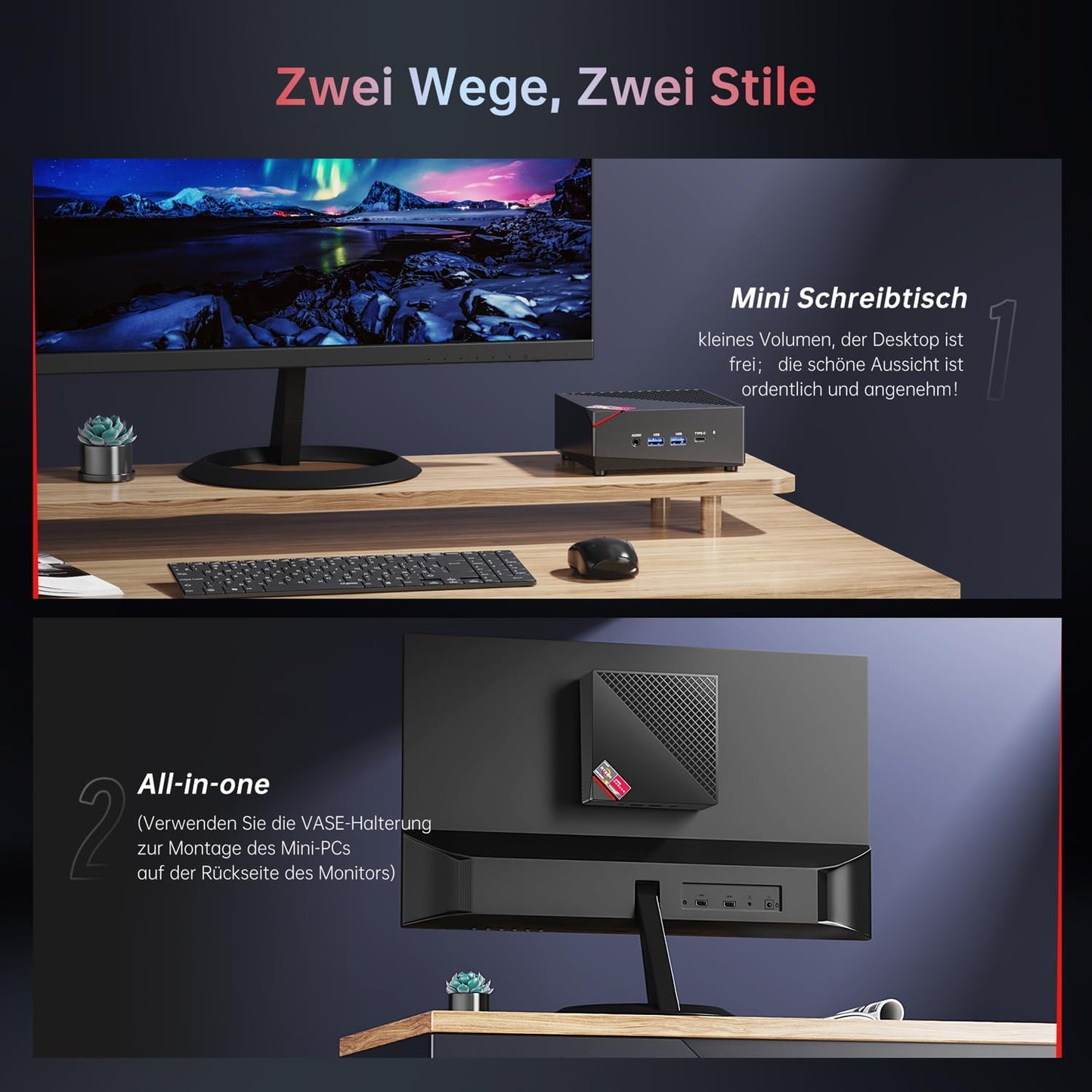 AM06 Pro Mini PC mit Ryzen 7 und 4K Unterstützung, AMD R7 5700U 32GB DDR4/1TB M.2 SSD
