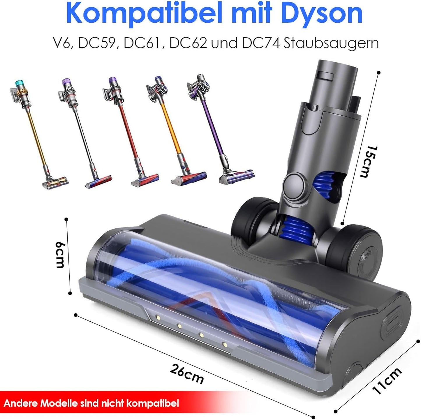 Elektrische Bürste für Dyson V6 Staubsauger
