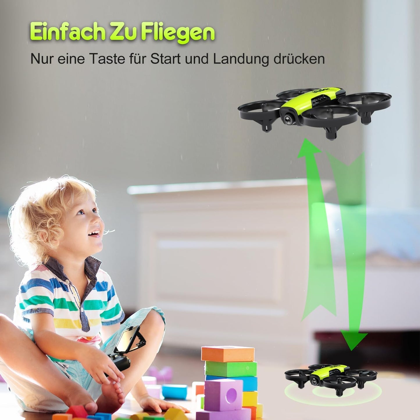 Mini-Drohne U61 mit Kamera & 21 Min. Flugzeit, 2. Gelb