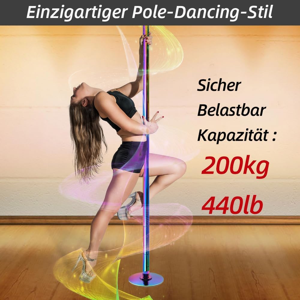 Höhenverstellbare Pole Dance Stange (drehend/statisch), Mehrfarbig
