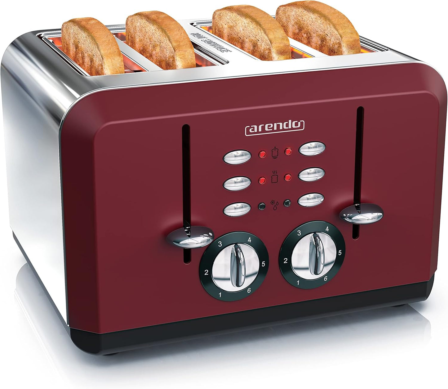 Automatik Toaster für 4 Scheiben mit Auftaufunktion, E: Rot