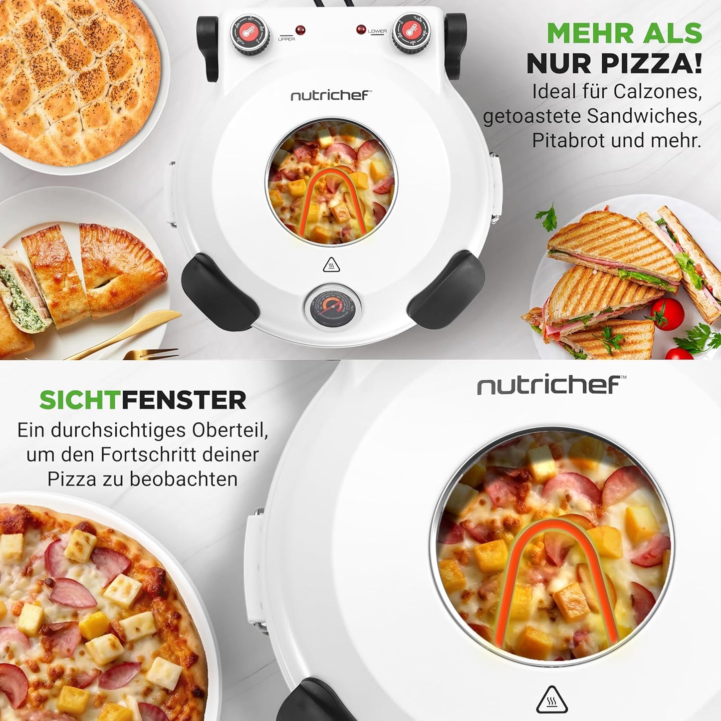 Pizzaofen mit Pizzastein, White