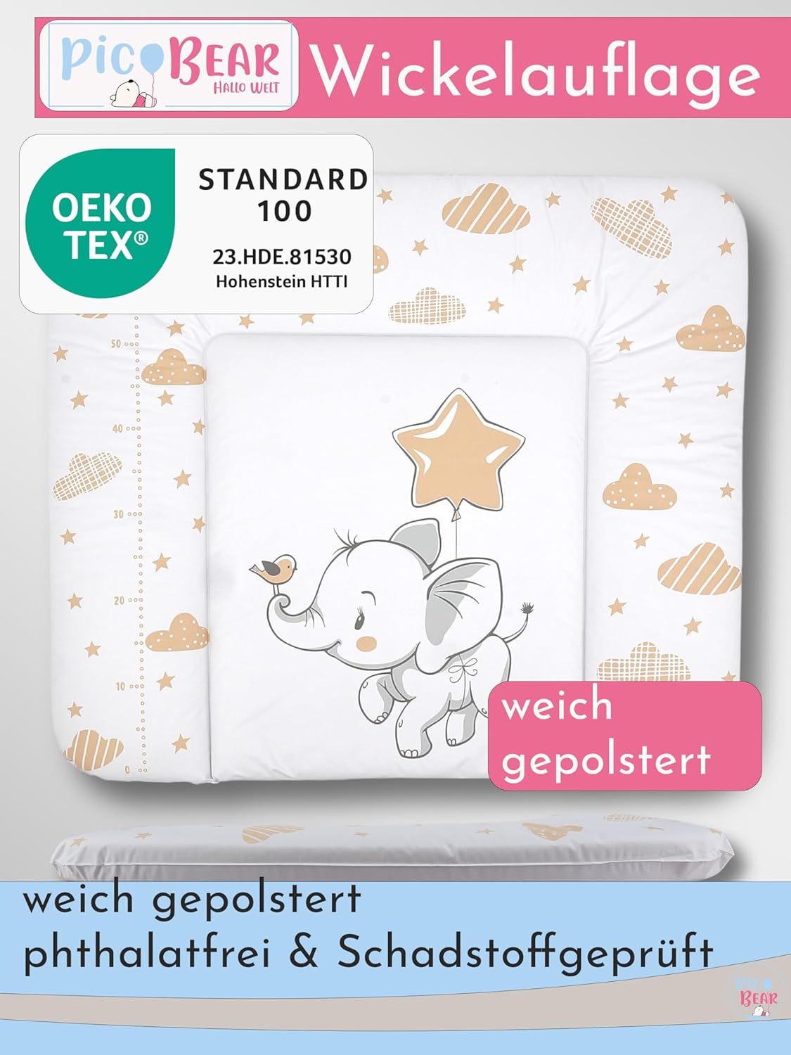 Wickelauflage Babyfant, 85x72 cm (1er Pack) Babyfant
