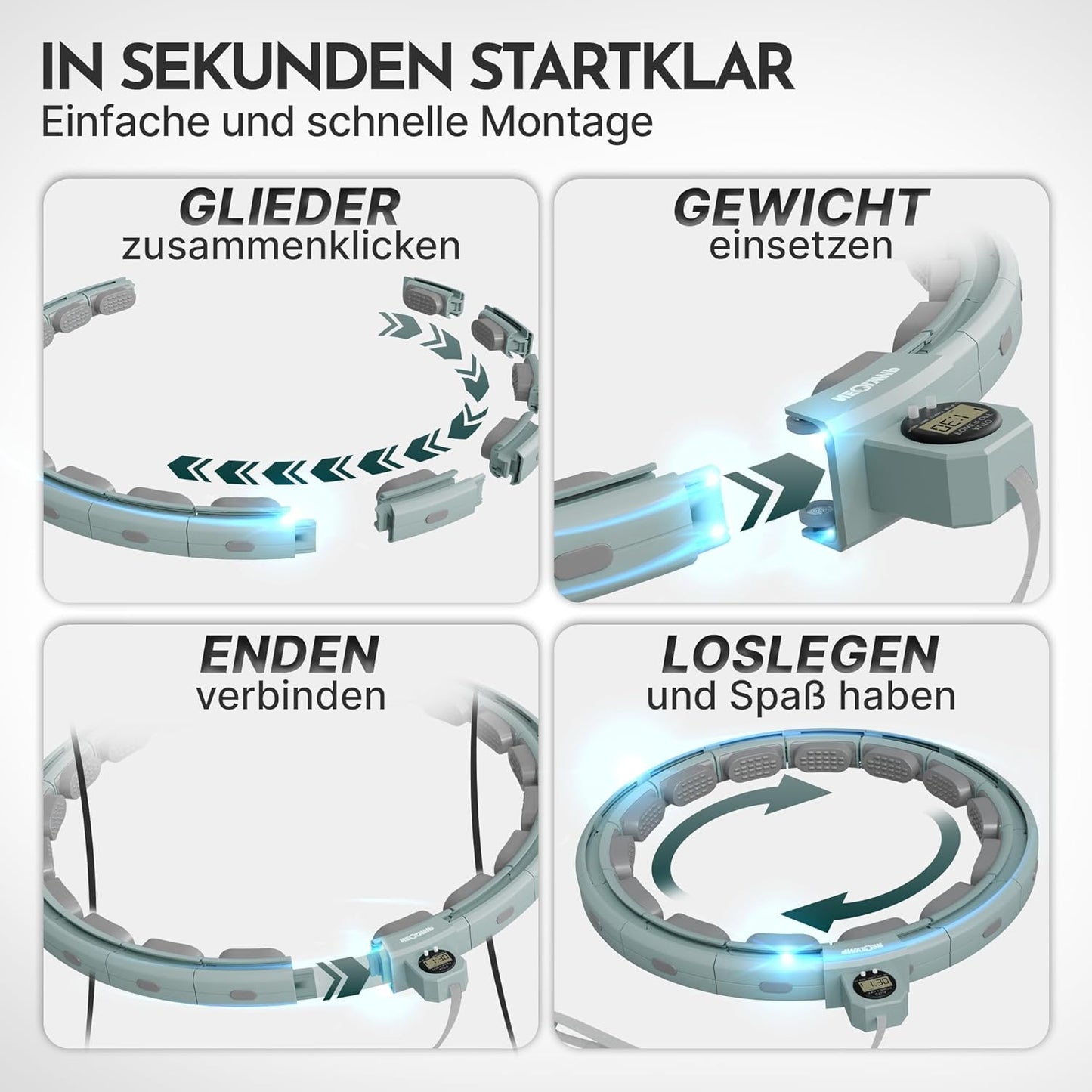 Smart Hula Hoop Reifen mit integriertem Tracking, Sky Blue