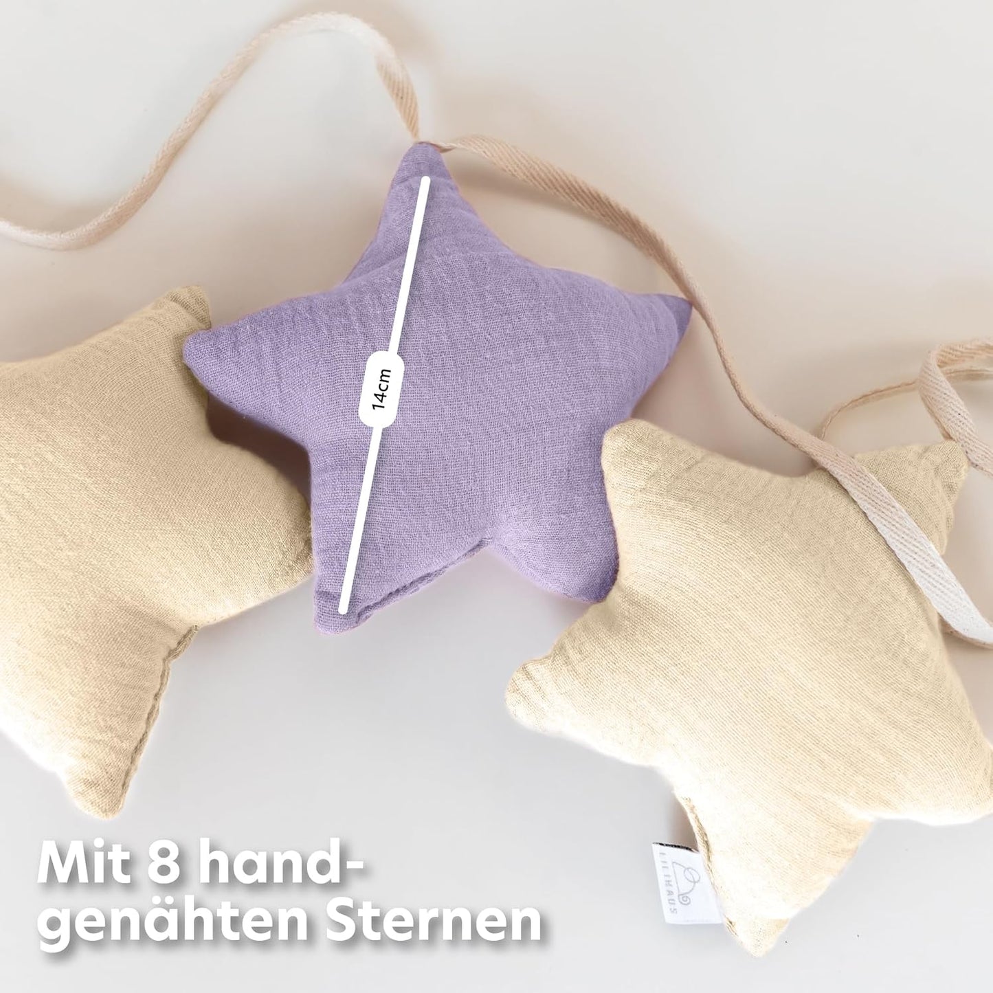 Sternenkette, Creme & Flieder Sterne ohne Goldapplikation